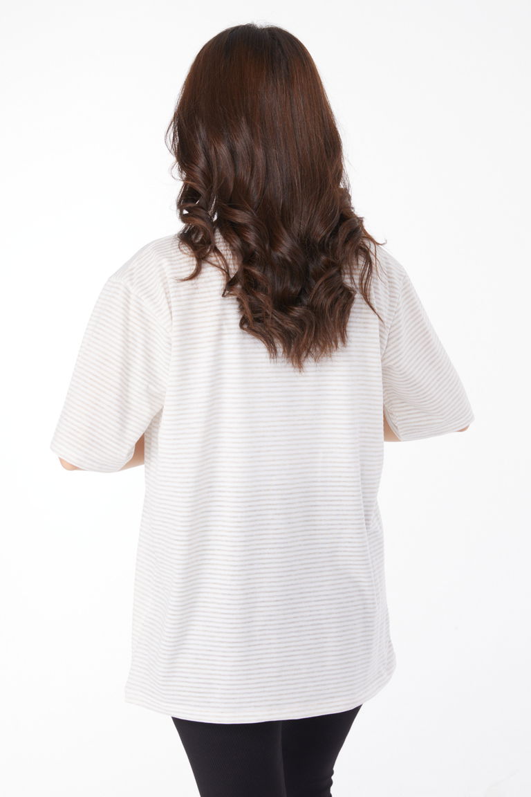 Çizglİi T-short Bej - 25119 - TOFİSA