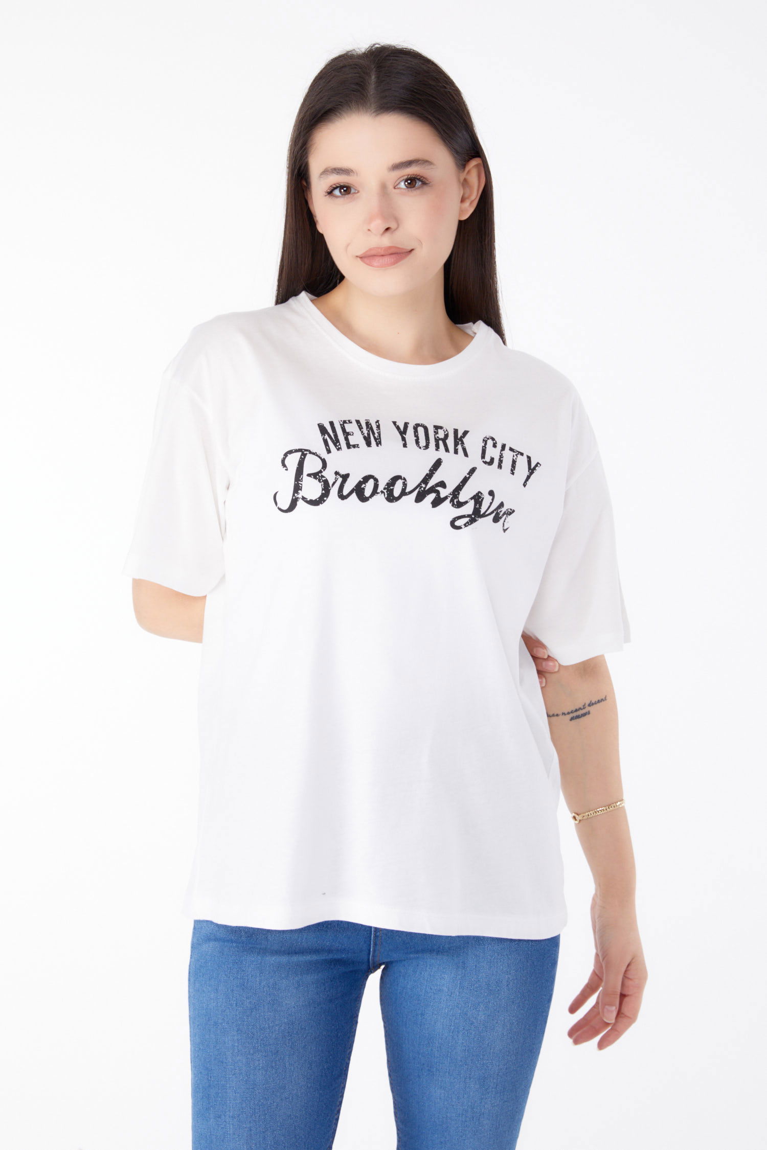 Baskılı Kısa Kollu T-Shirt Beyaz - 25386 - 1