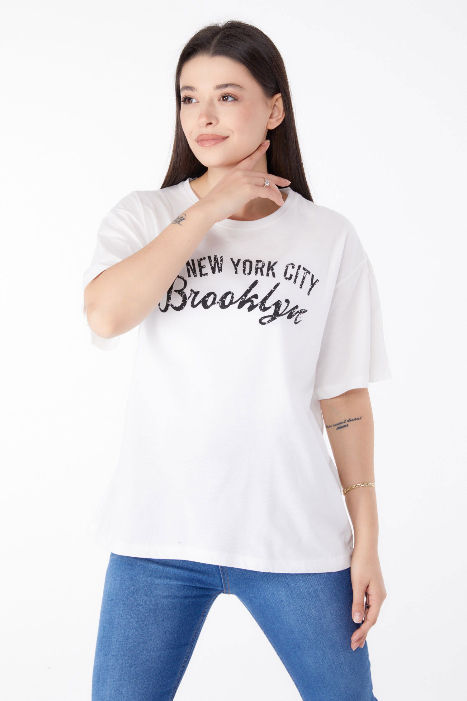 Baskılı Kısa Kollu T-Shirt Beyaz - 25386 - 2