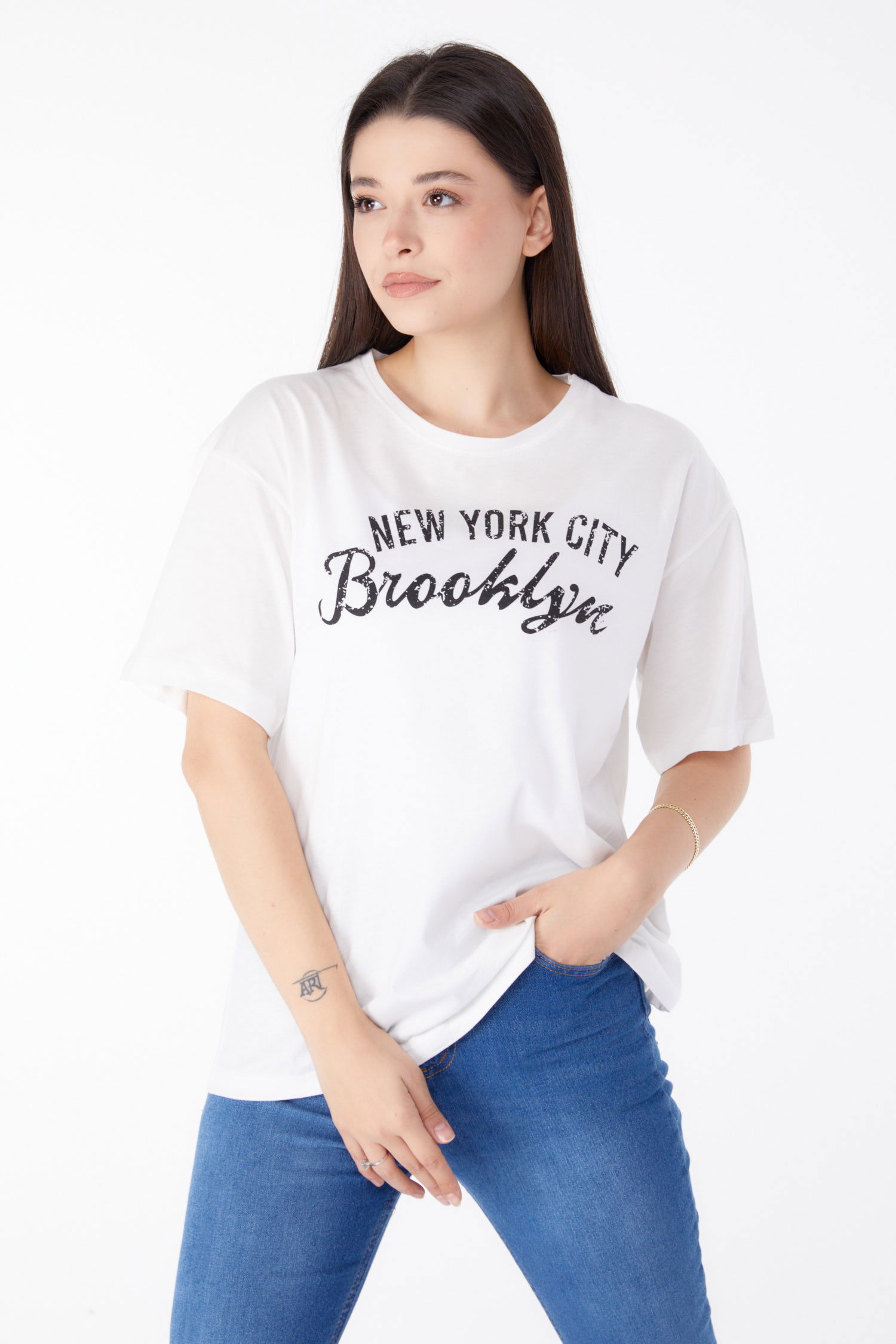 Baskılı Kısa Kollu T-Shirt Beyaz - 25386 - 3