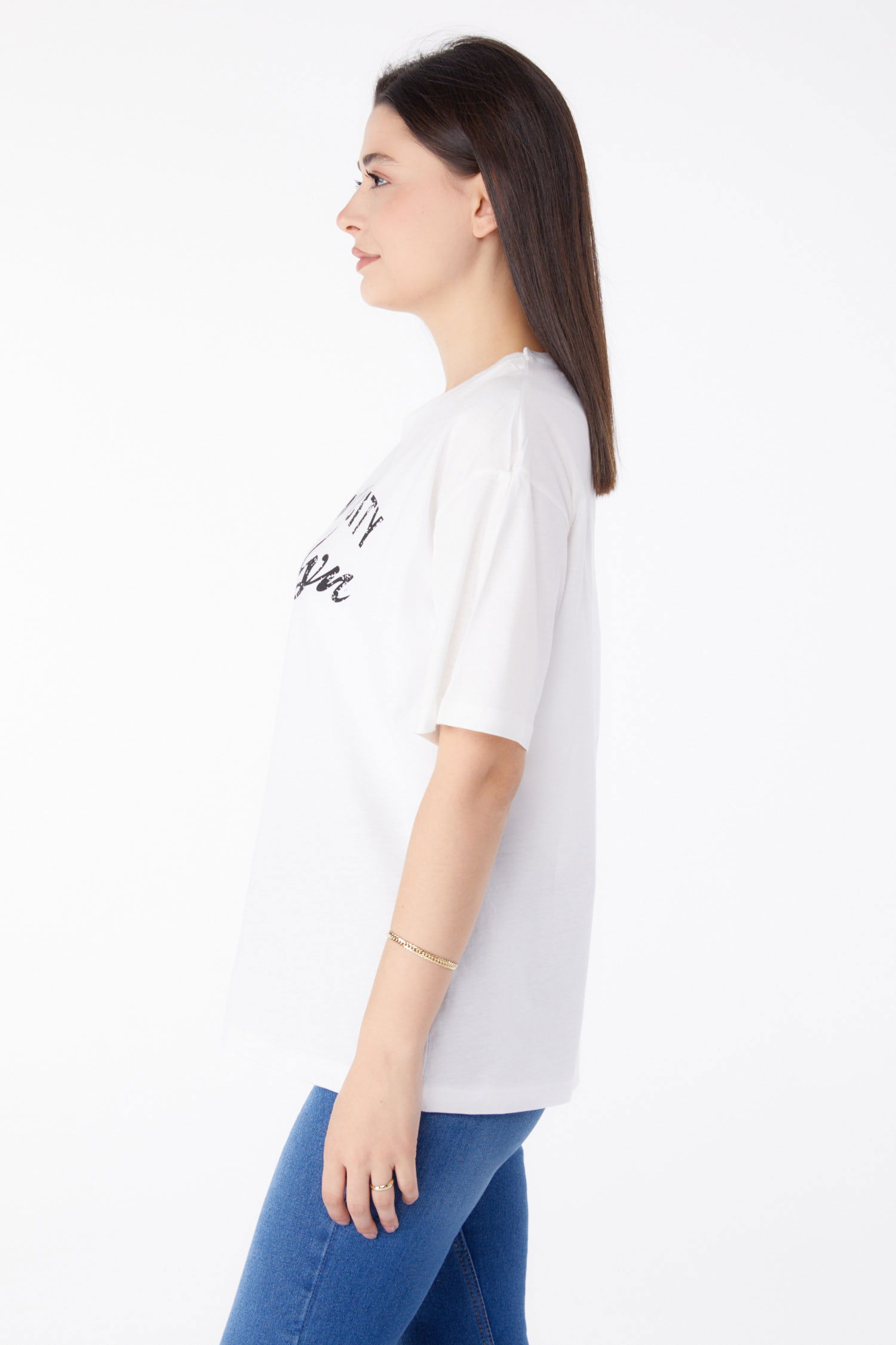 Baskılı Kısa Kollu T-Shirt Beyaz - 25386 - 4