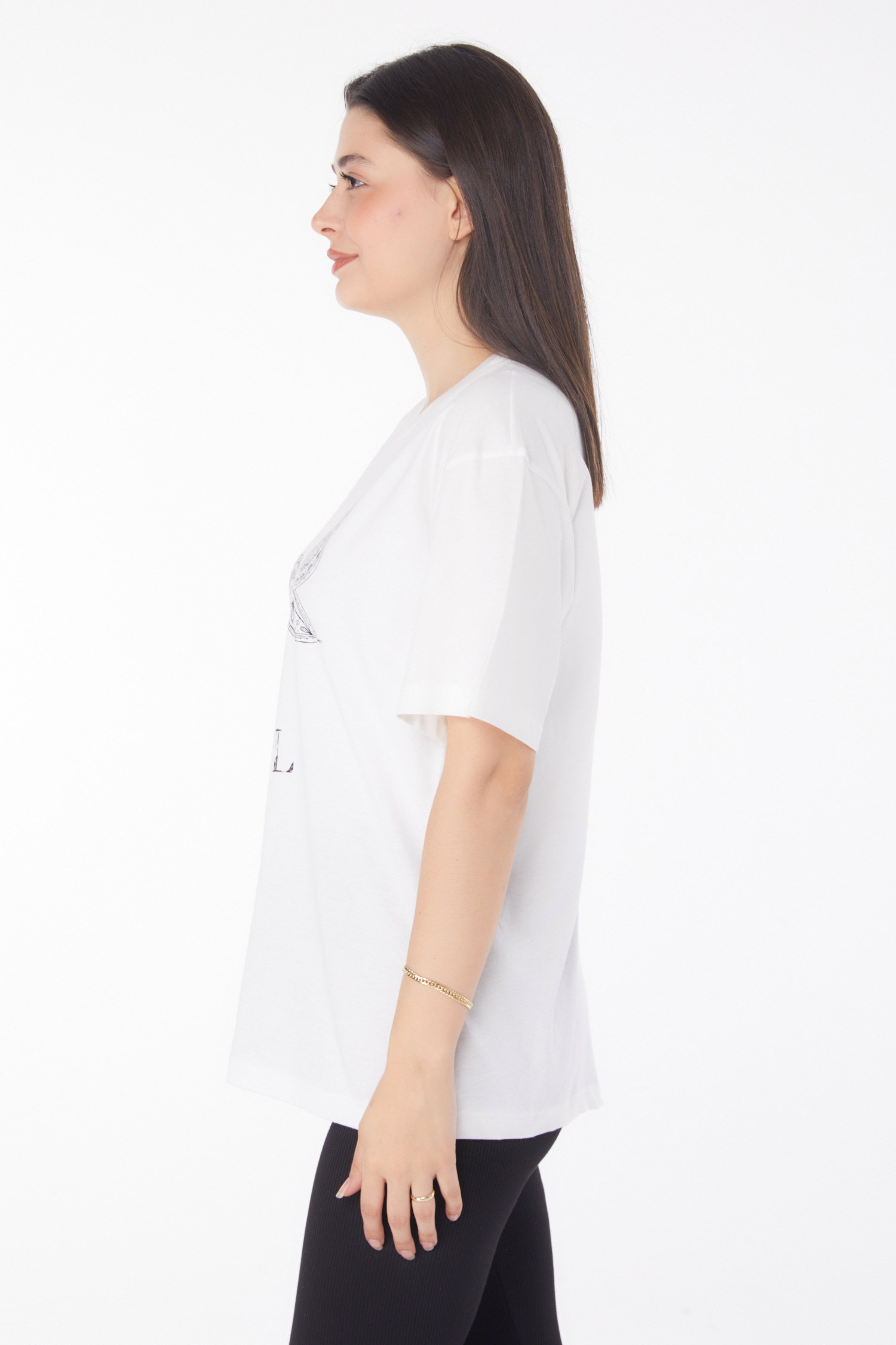 Baskılı Kısa Kollu T-shirt Beyaz - 25766 - 4
