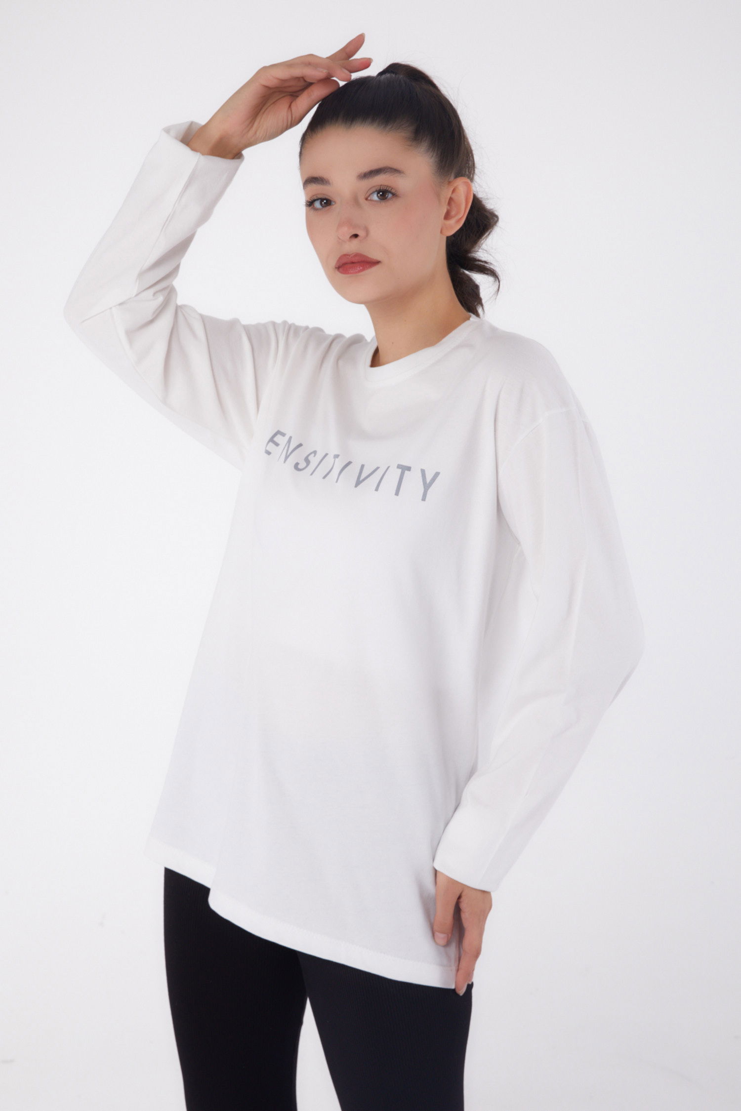 Baskılı Sweat Beyaz - 26237 - 1