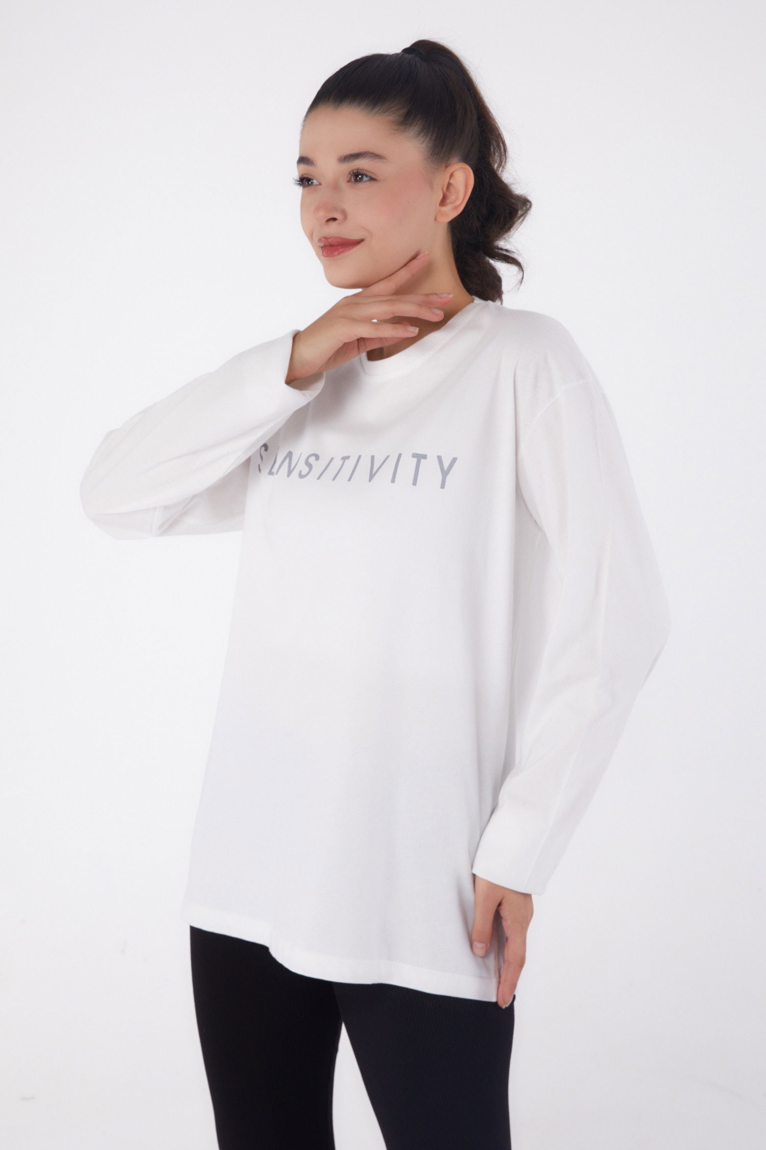 Baskılı Sweat Beyaz - 26237 - 3