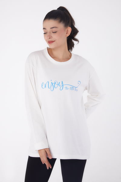Baskılı Sweat Beyaz - 26240 