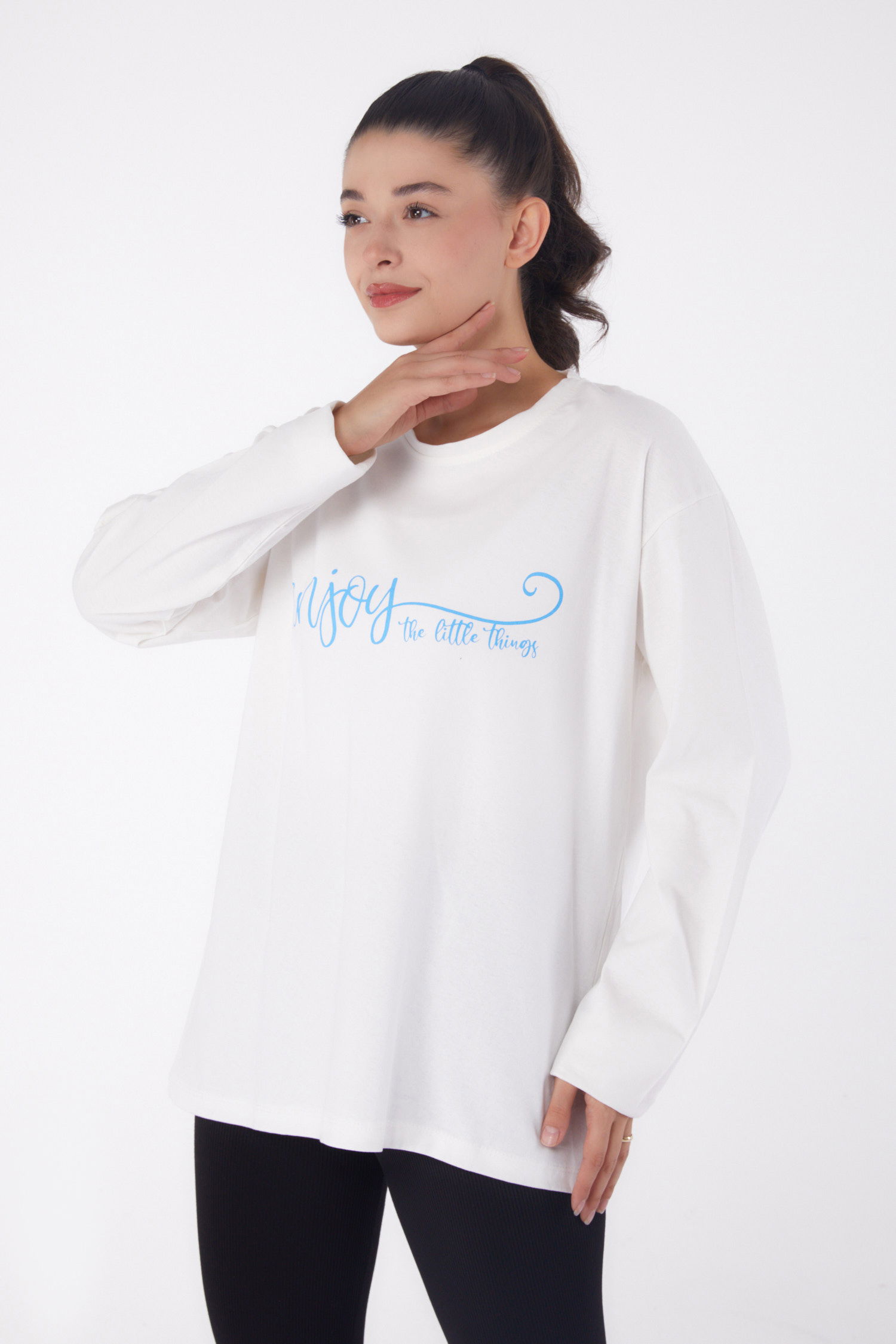 Baskılı Sweat Beyaz - 26240 - 2
