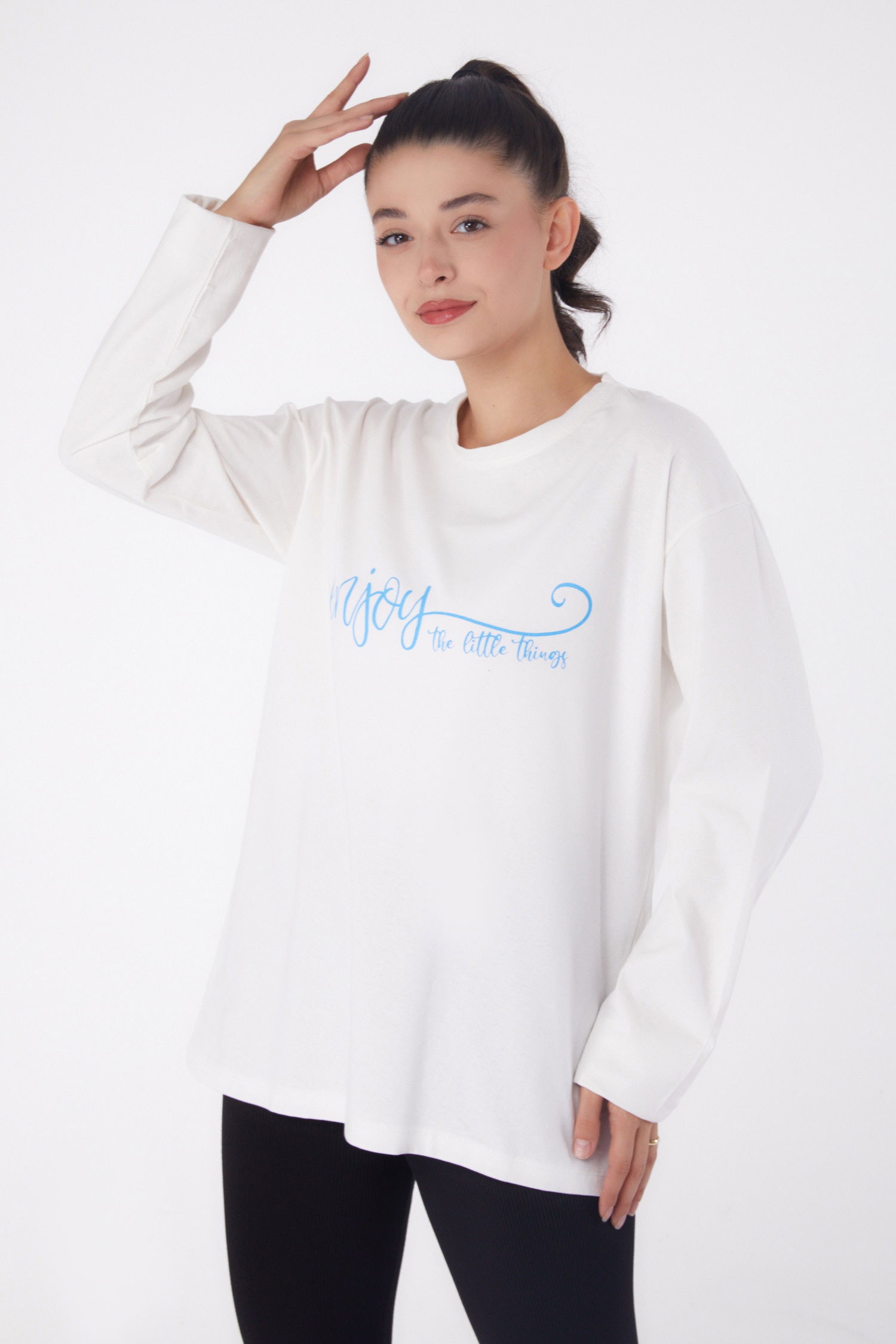 Baskılı Sweat Beyaz - 26240 - 3