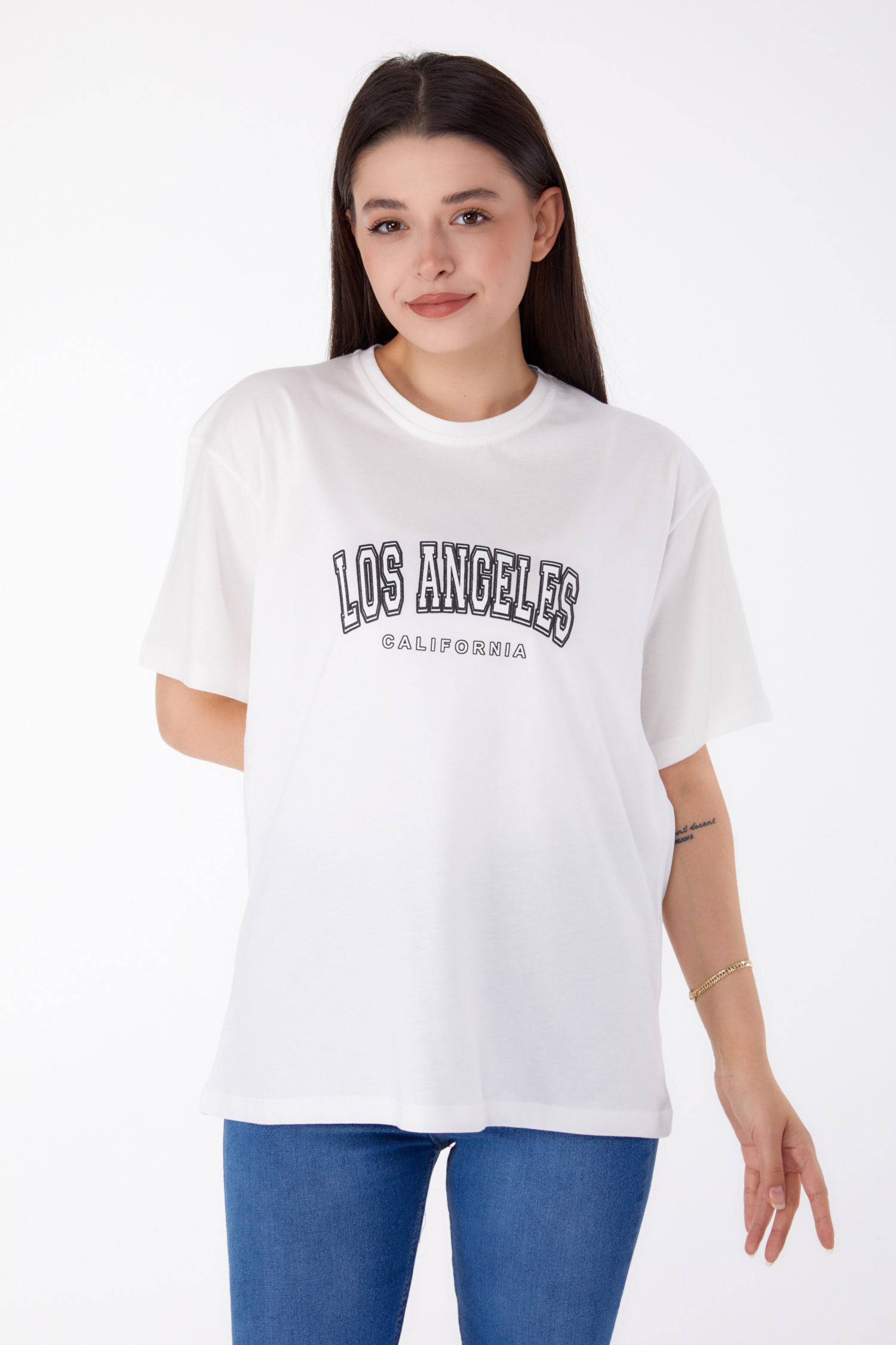 Baskılı T-shirt Beyaz - 25704 - 3