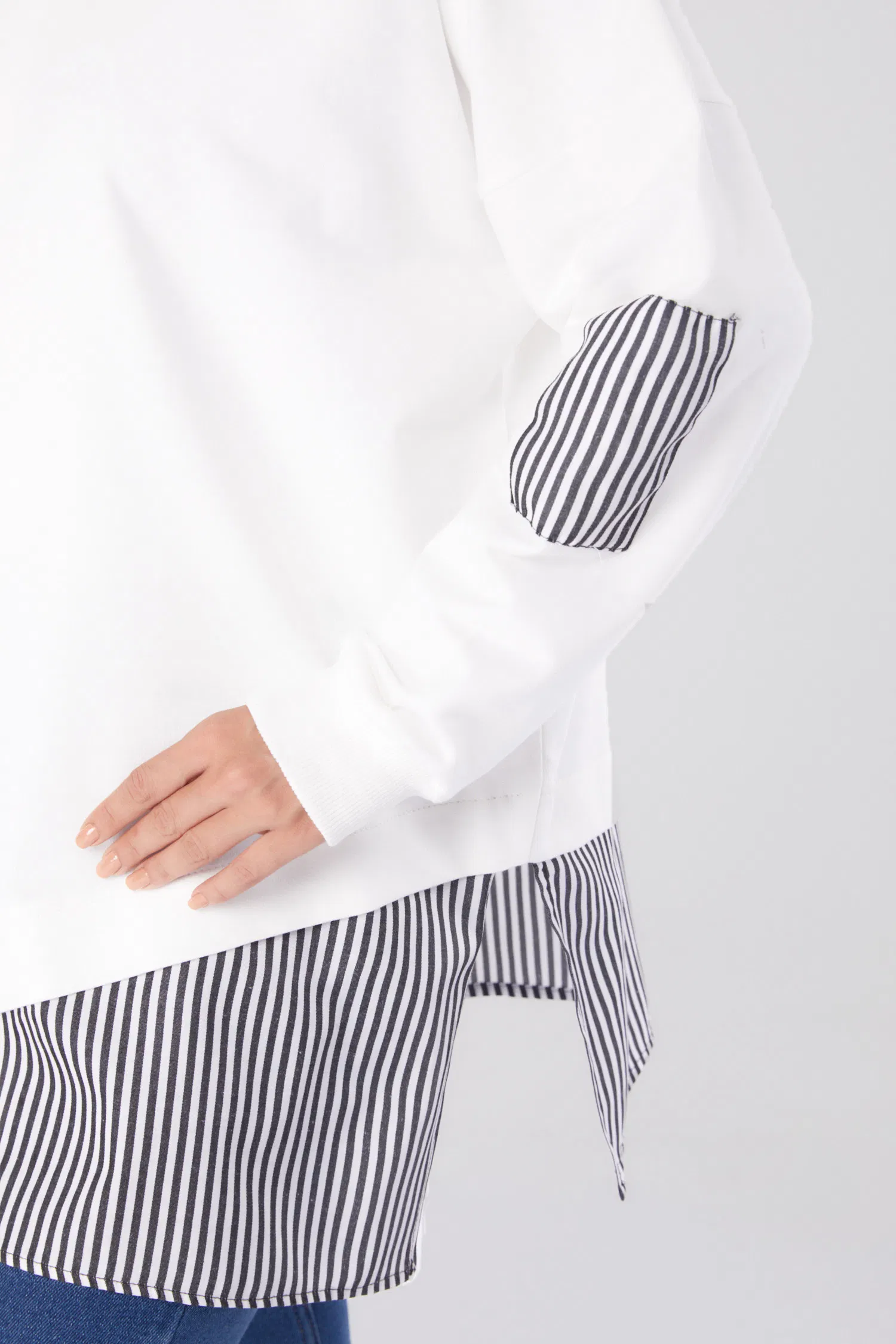 Çizgili Sweat Beyaz - 26222 - 5