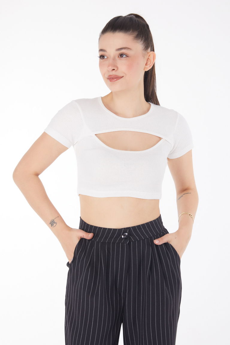 Crop Beyaz - 25852 - TOFİSA