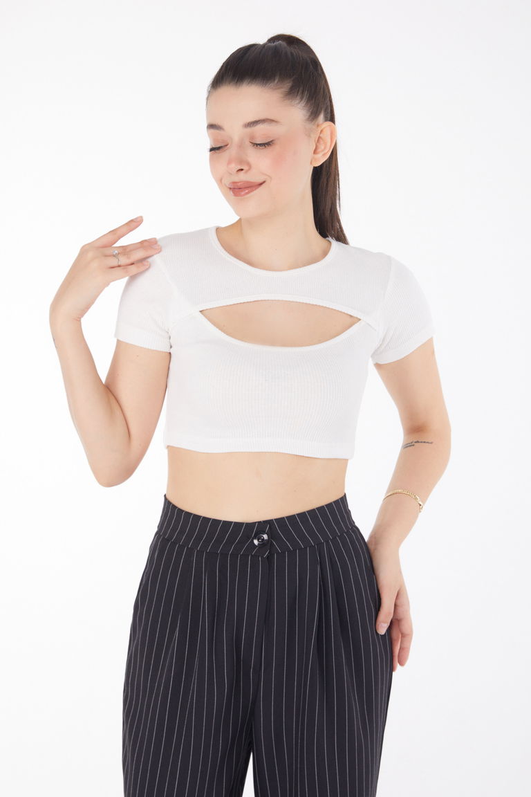 Crop Beyaz - 25852 - TOFİSA