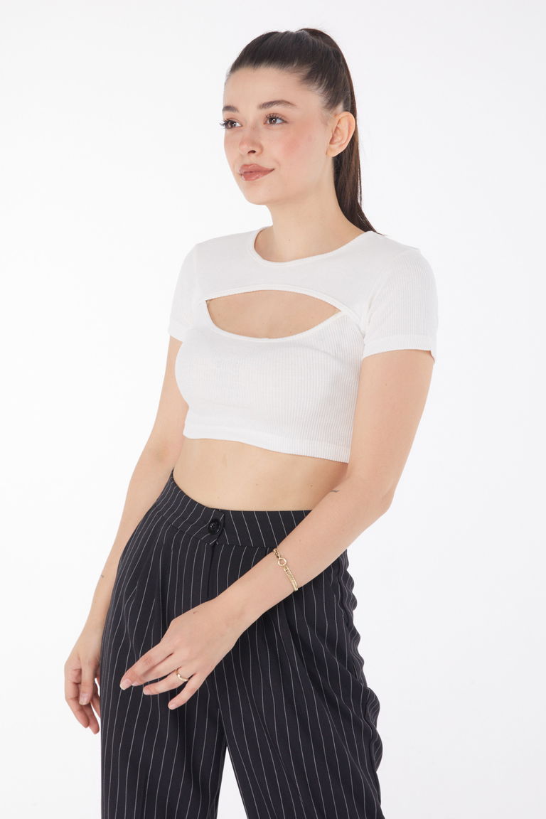 Crop Beyaz - 25852 - TOFİSA