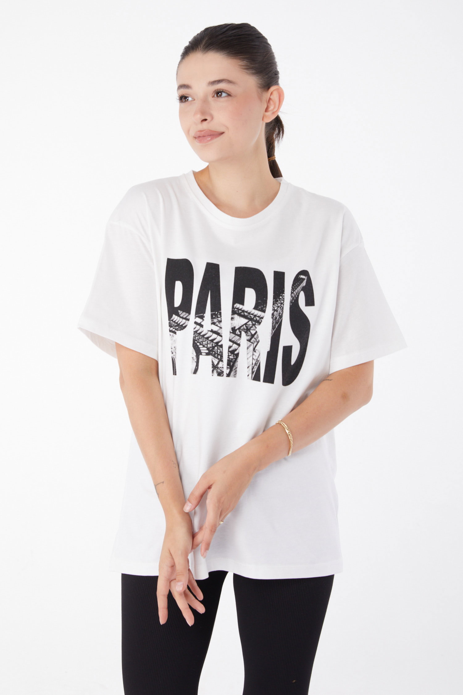 Kısa Kollu Baskılı T-shirt Beyaz - 25985 - 1