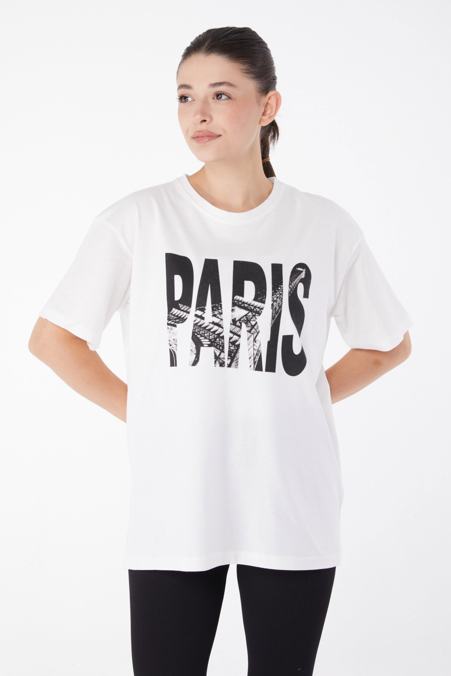 Kısa Kollu Baskılı T-shirt Beyaz - 25985 - 2