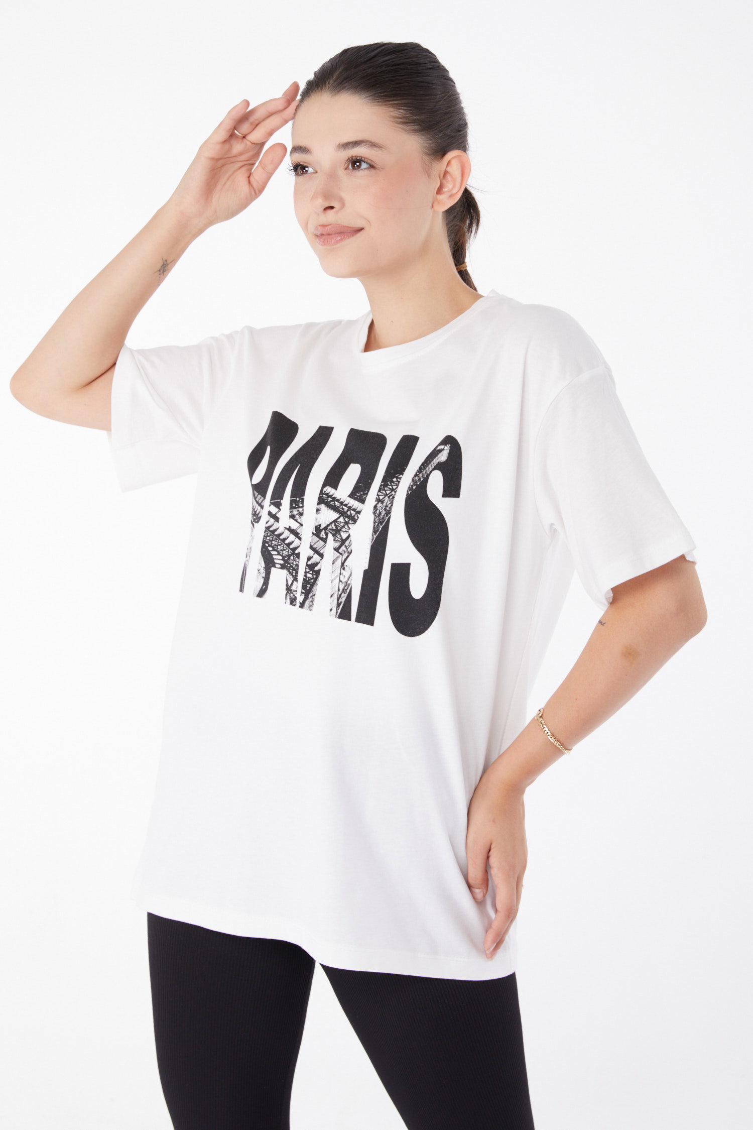 Kısa Kollu Baskılı T-shirt Beyaz - 25985 - 3