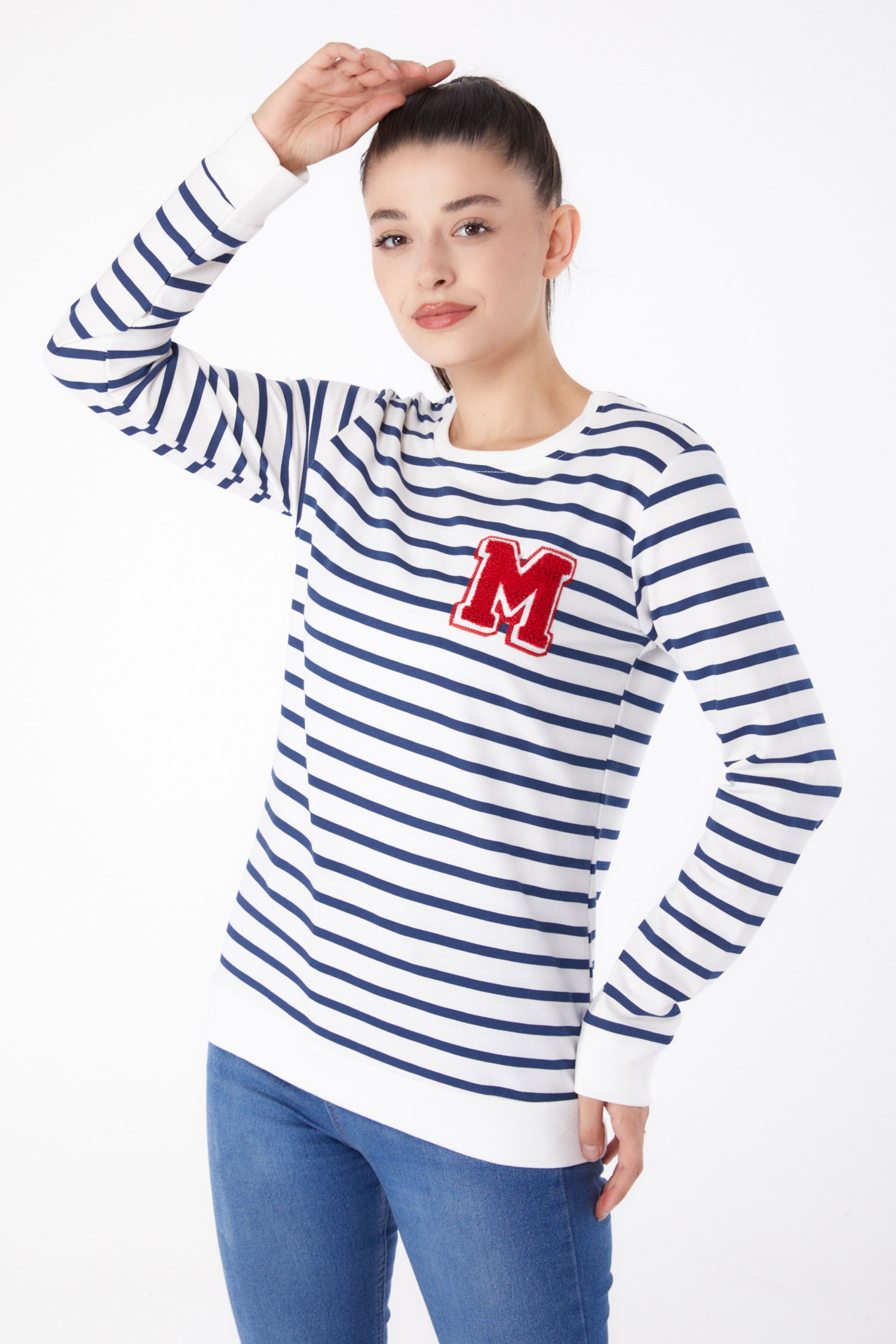 Nakışlı Sweatshirt Beyaz - 26291 - 1