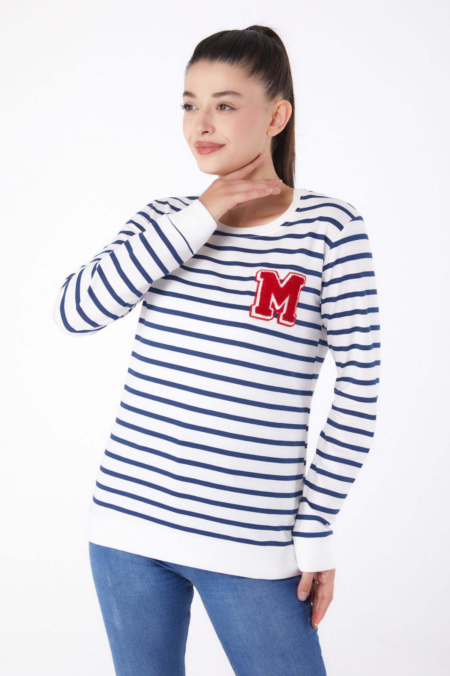 Nakışlı Sweatshirt Beyaz - 26291 - 2