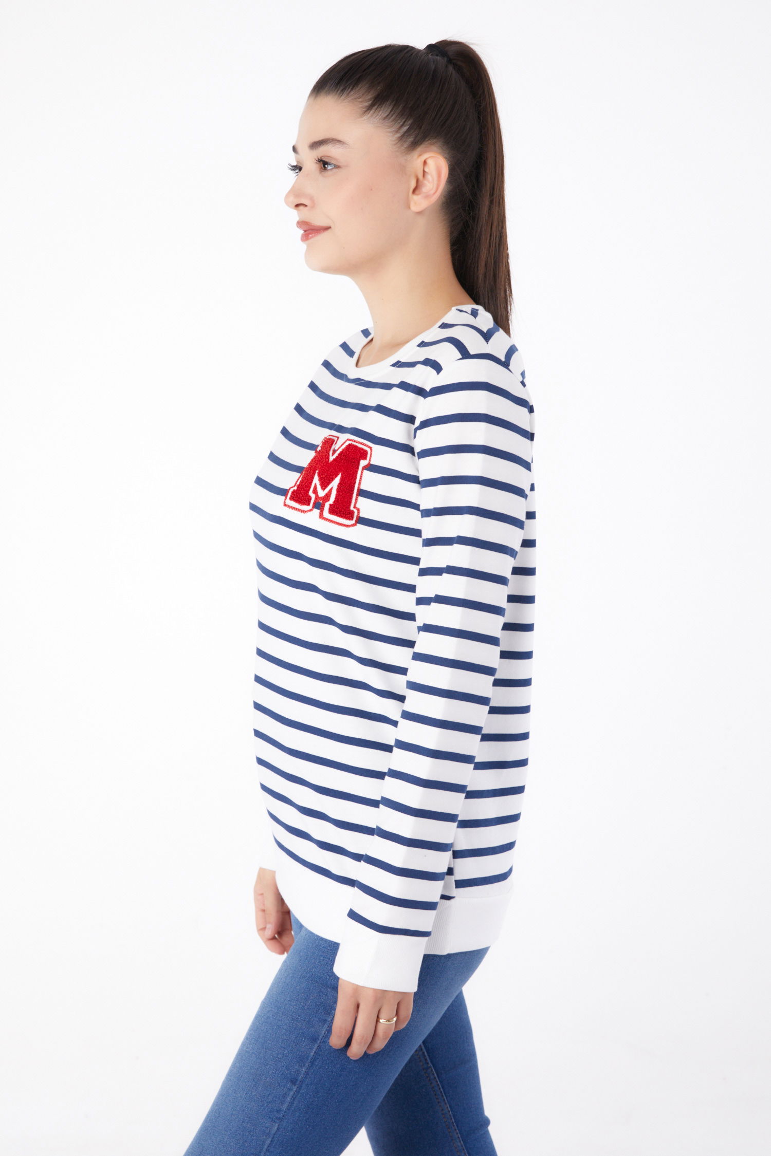 Nakışlı Sweatshirt Beyaz - 26291 - 4