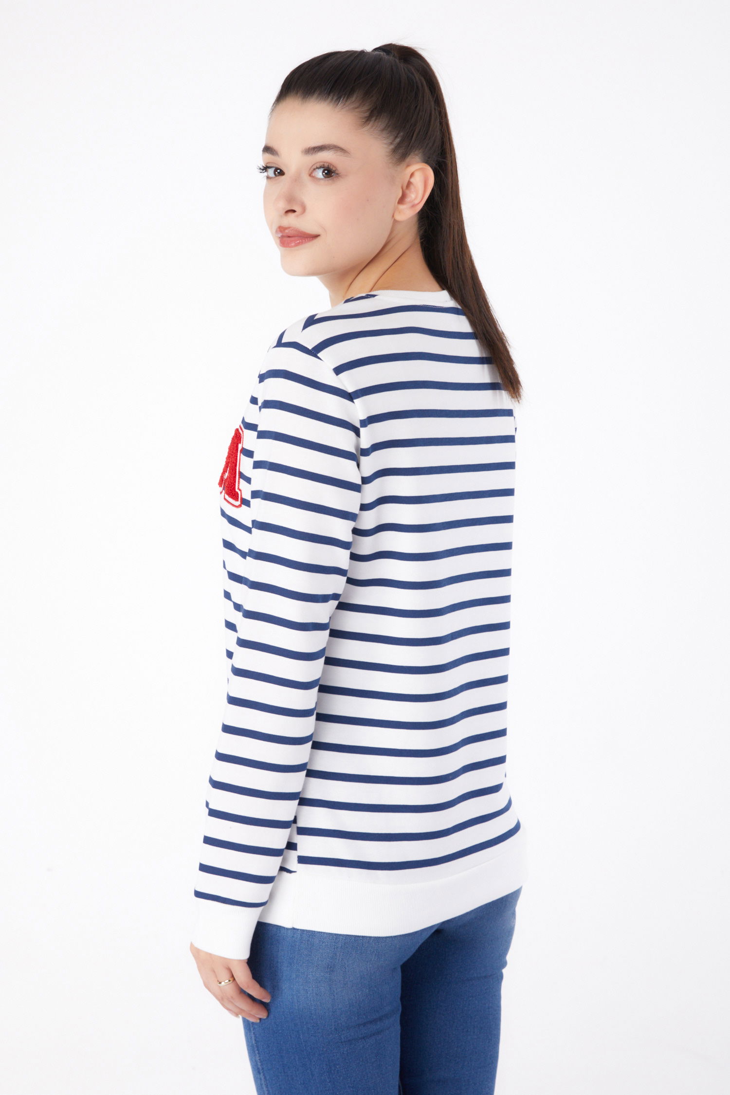 Nakışlı Sweatshirt Beyaz - 26291 - 5