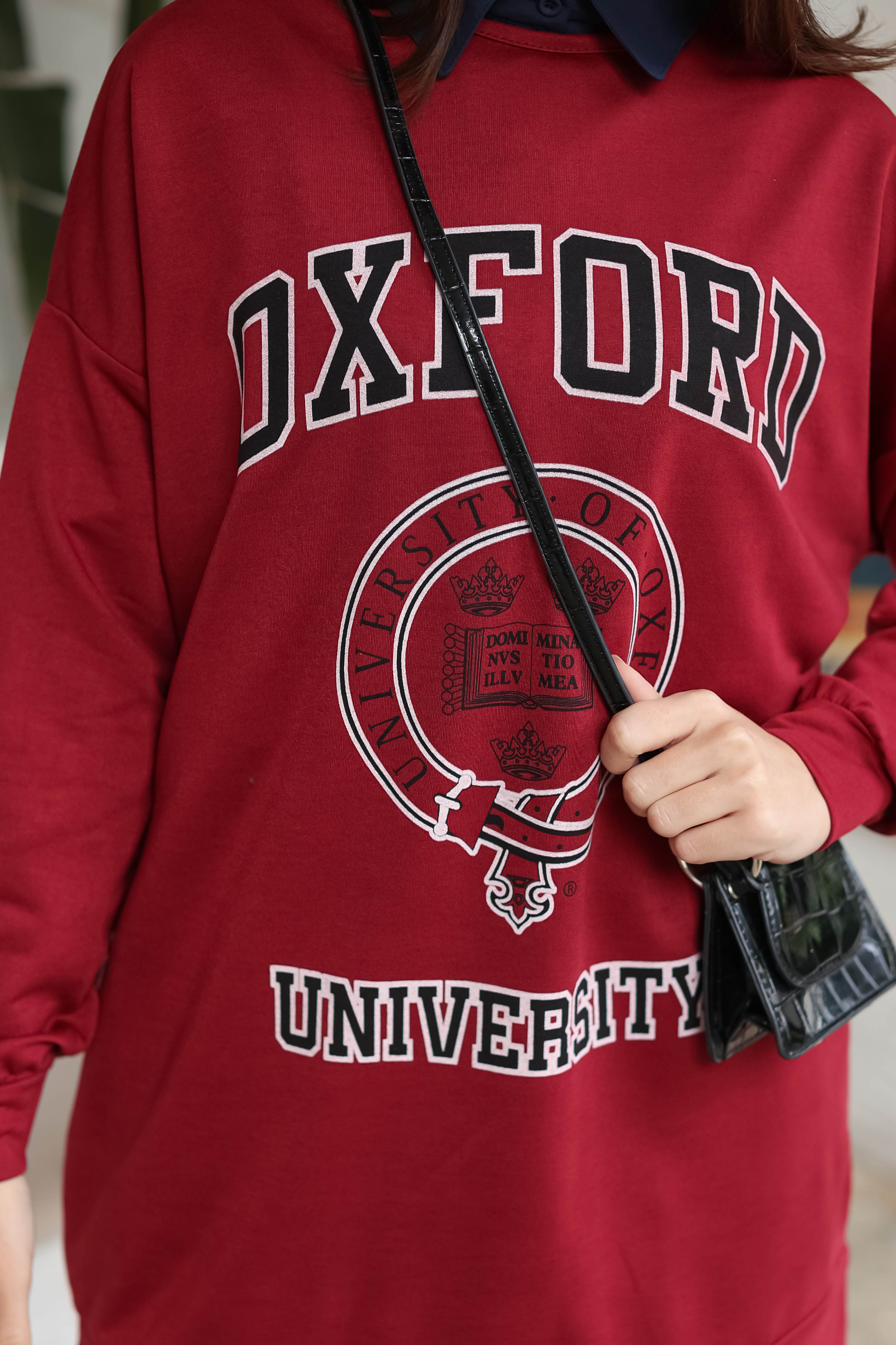 Baskılı Sweatshirt Bordo - 13281 - 3