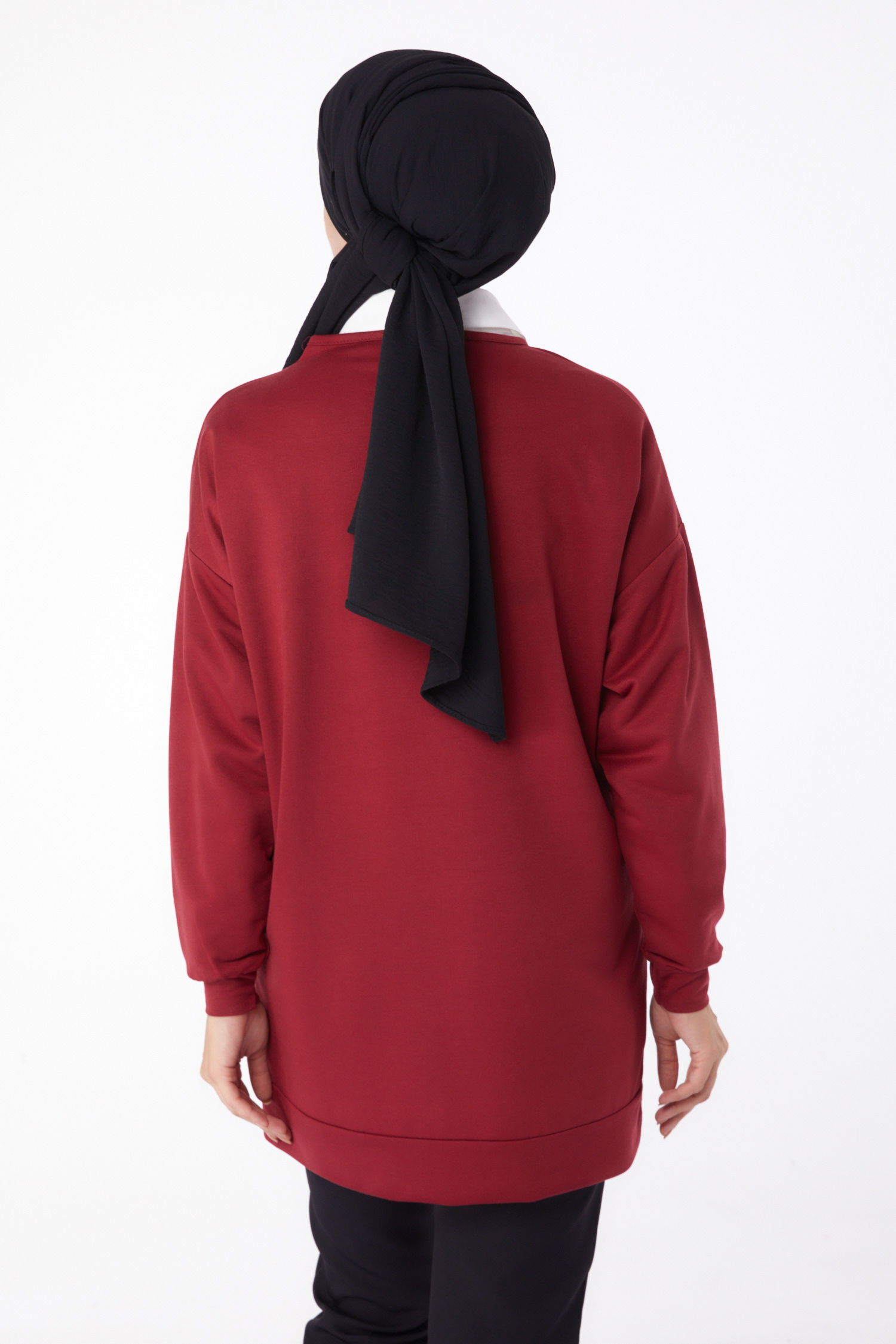 Baskılı Sweatshirt Bordo - 13281 - 6