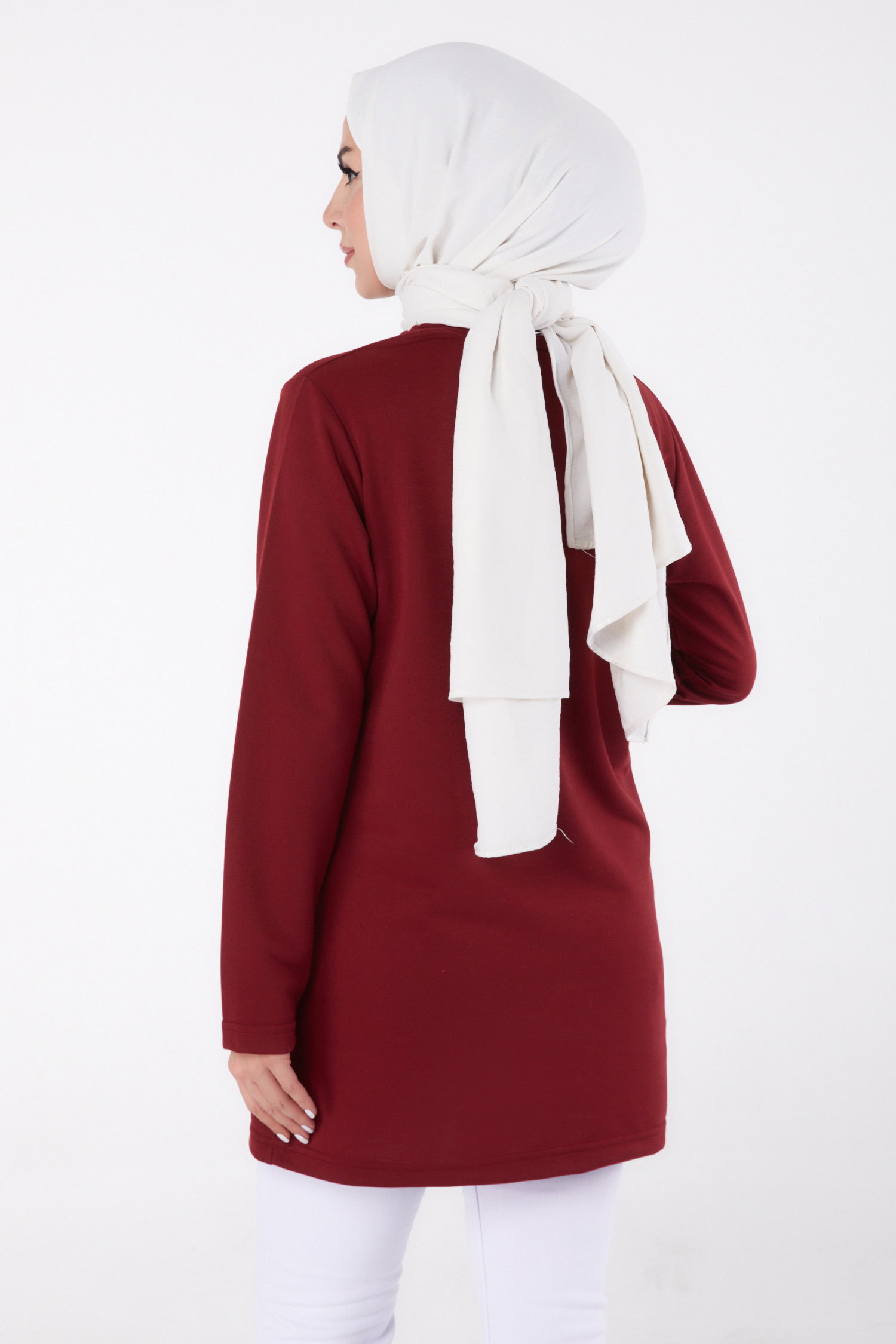 Baskılı Sweatshirt Bordo - 13328 - 5