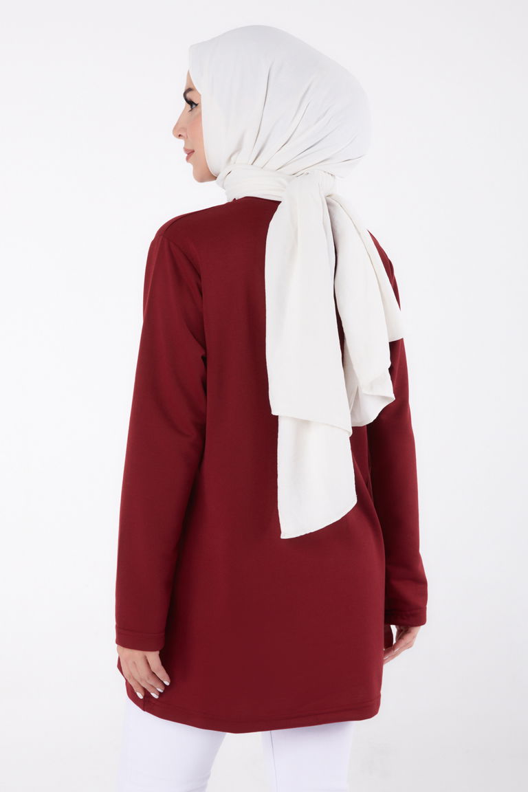 Baskılı Sweatshirt Bordo - 13331 - TOFİSA