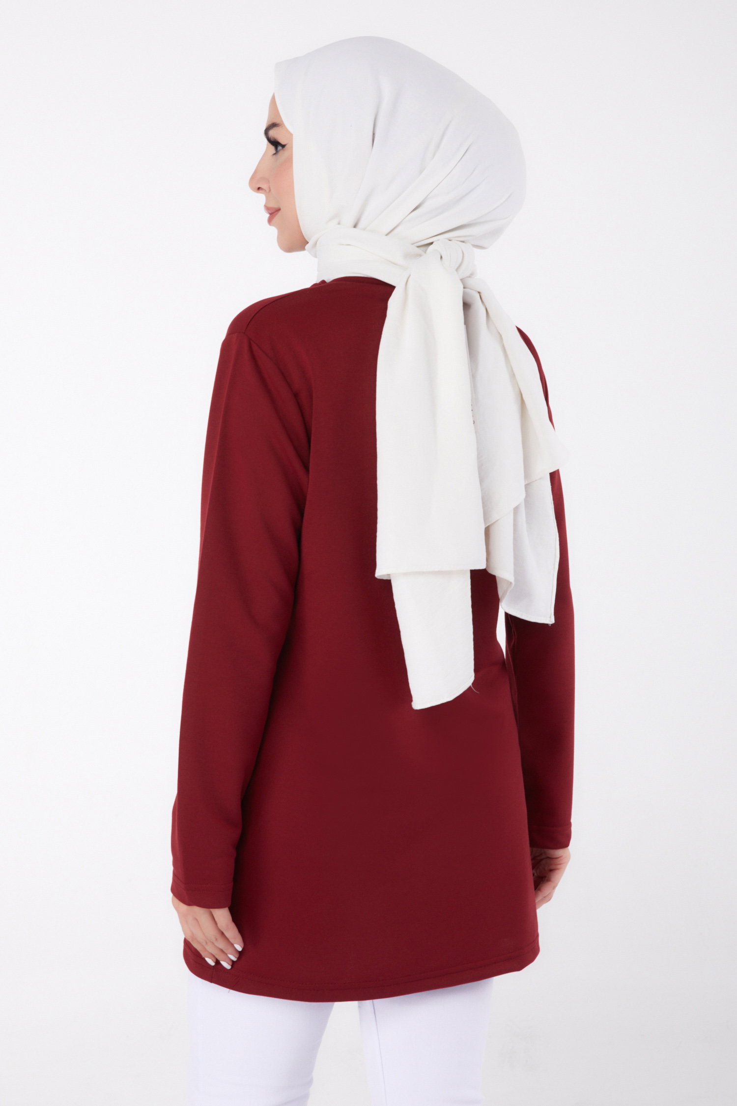 Baskılı Sweatshirt Bordo - 13332 - 5