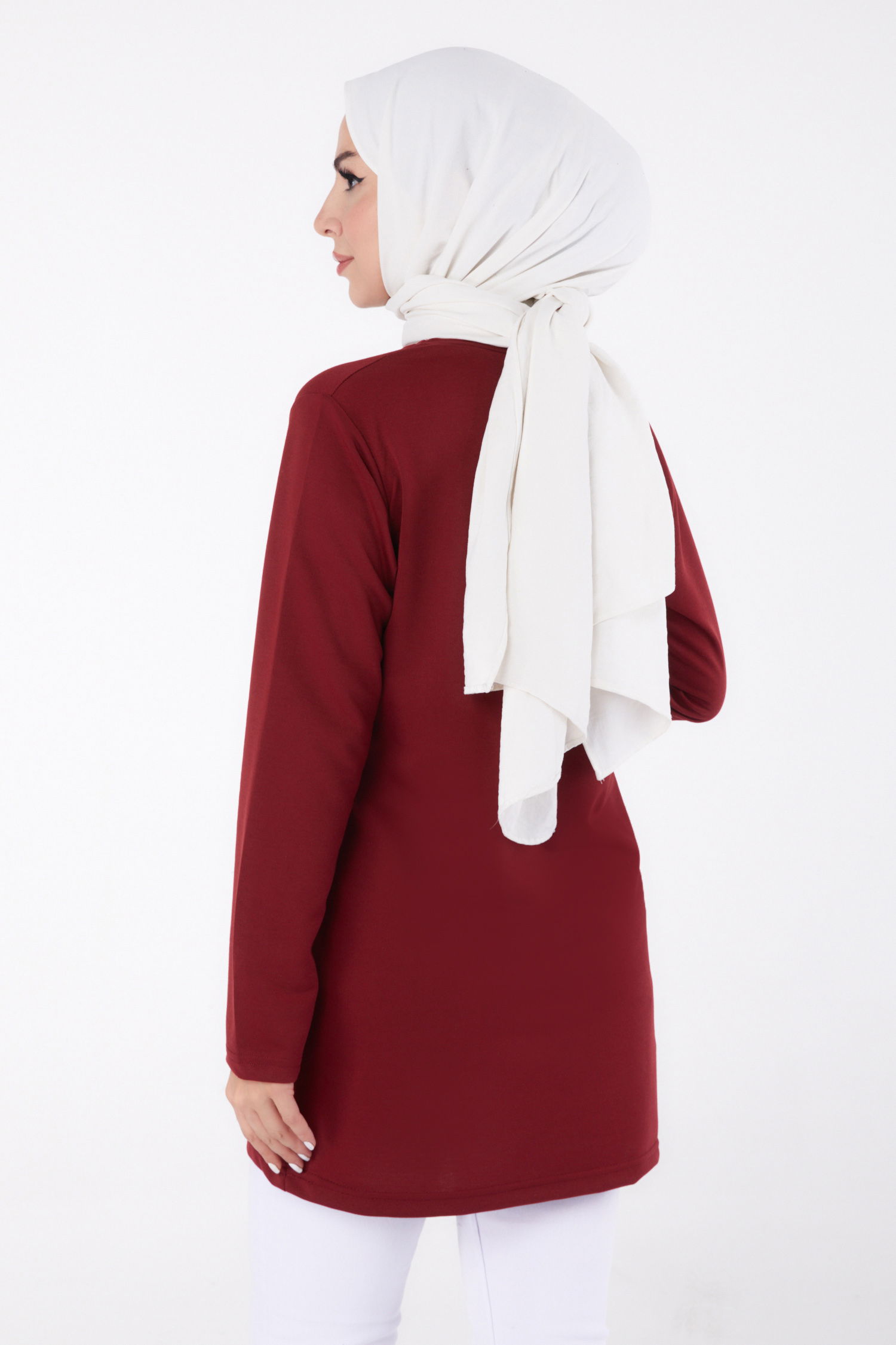 Baskılı Sweatshirt Bordo - 13335 - 5