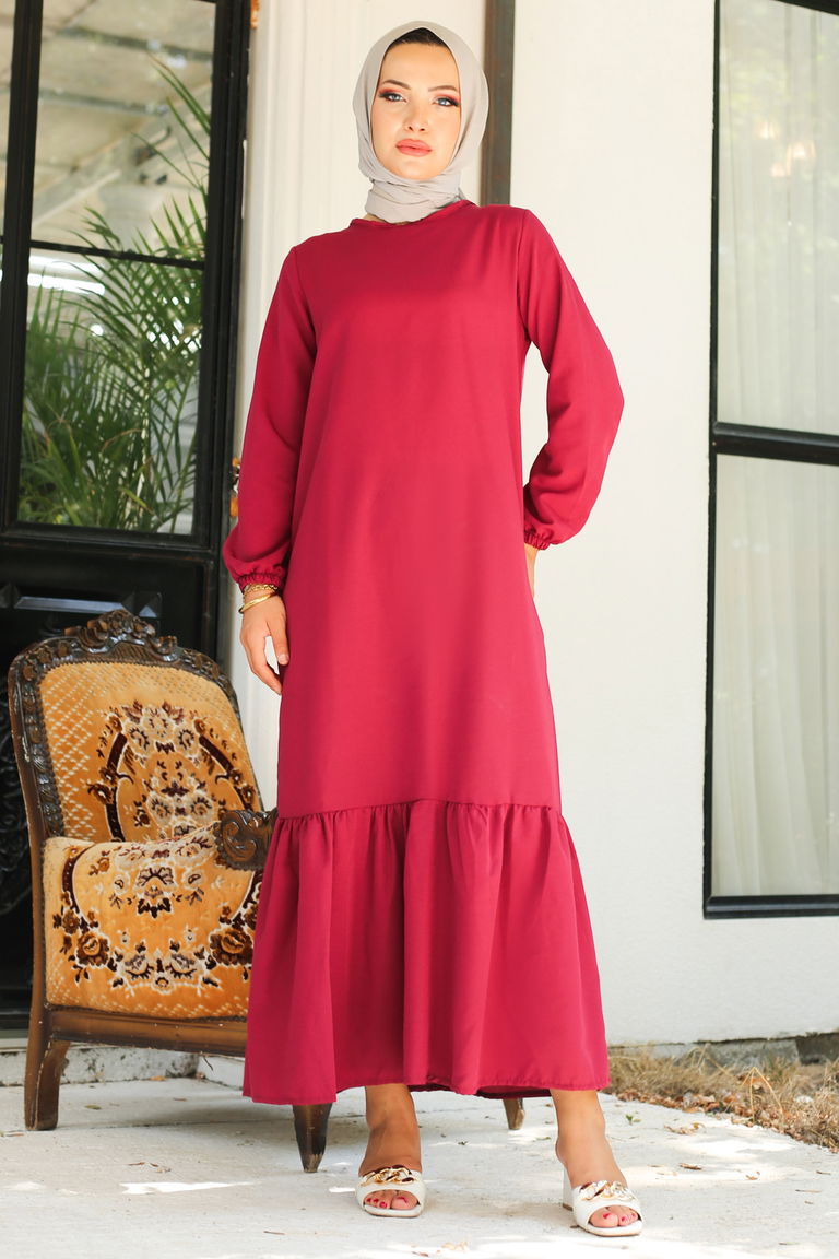 Elbise Bordo - 13202 - TOFİSA