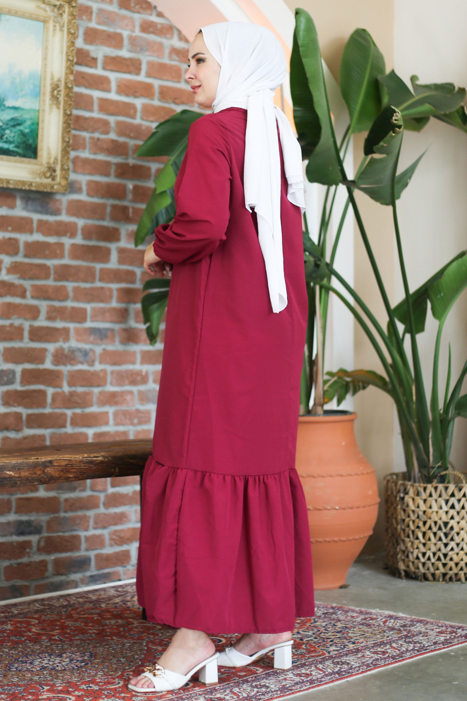 Elbise Bordo - 13202 - 7