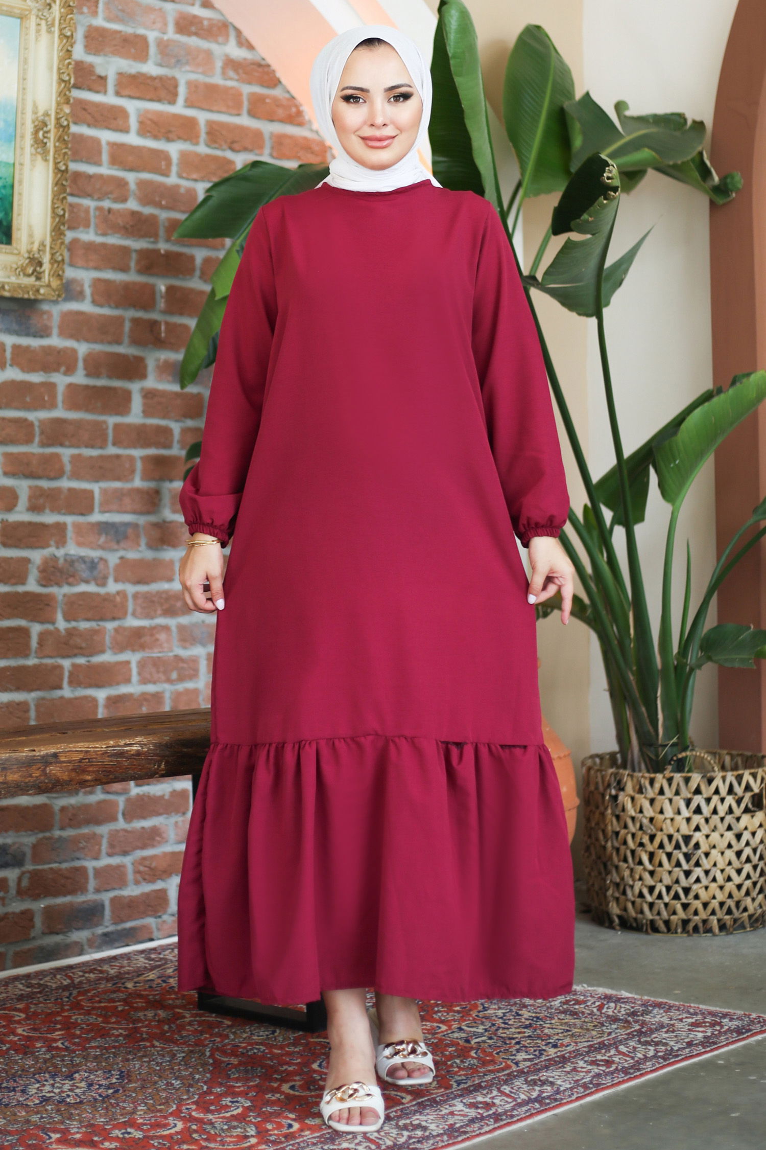 Elbise Bordo - 13202 - 8