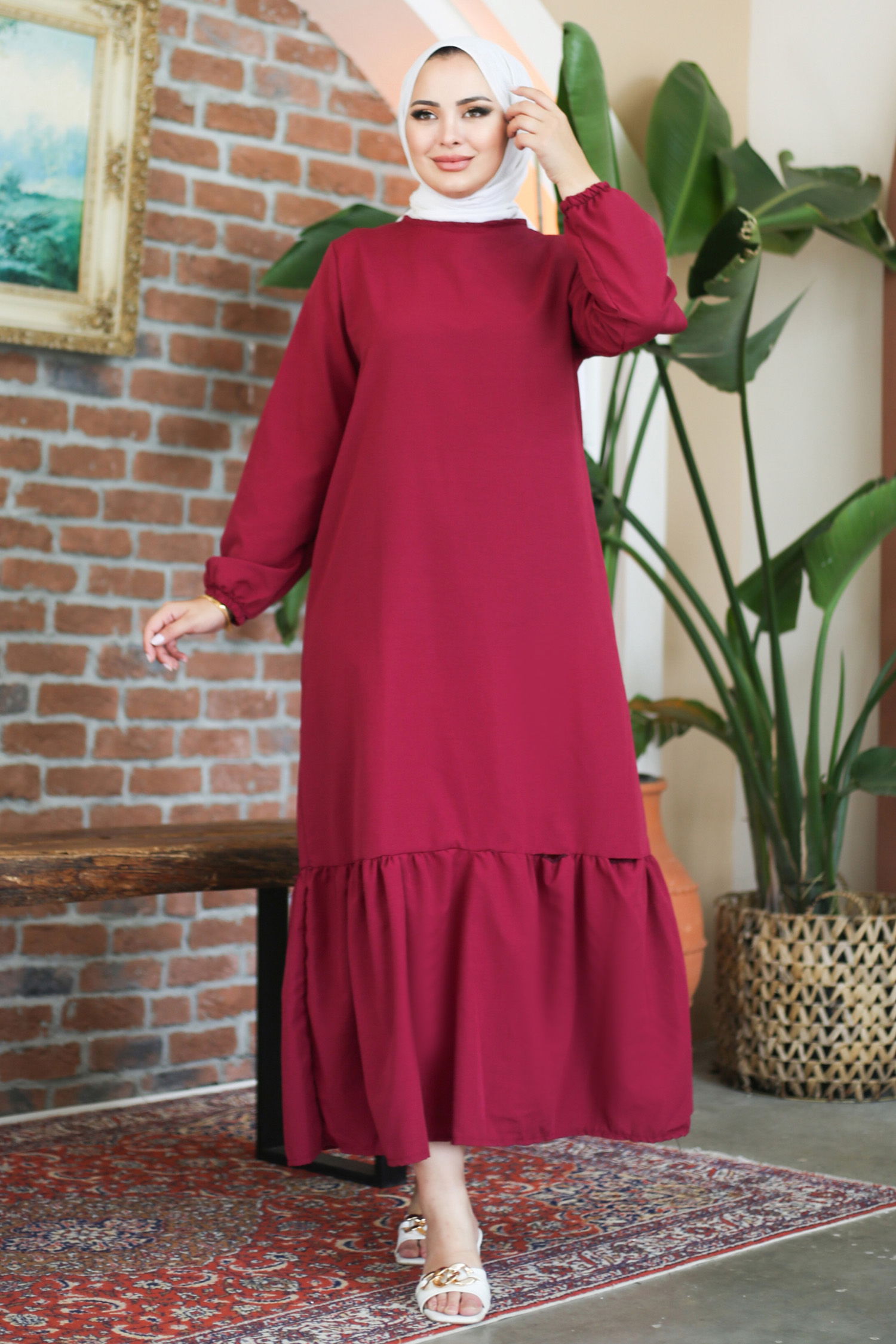 Elbise Bordo - 13202 - 10