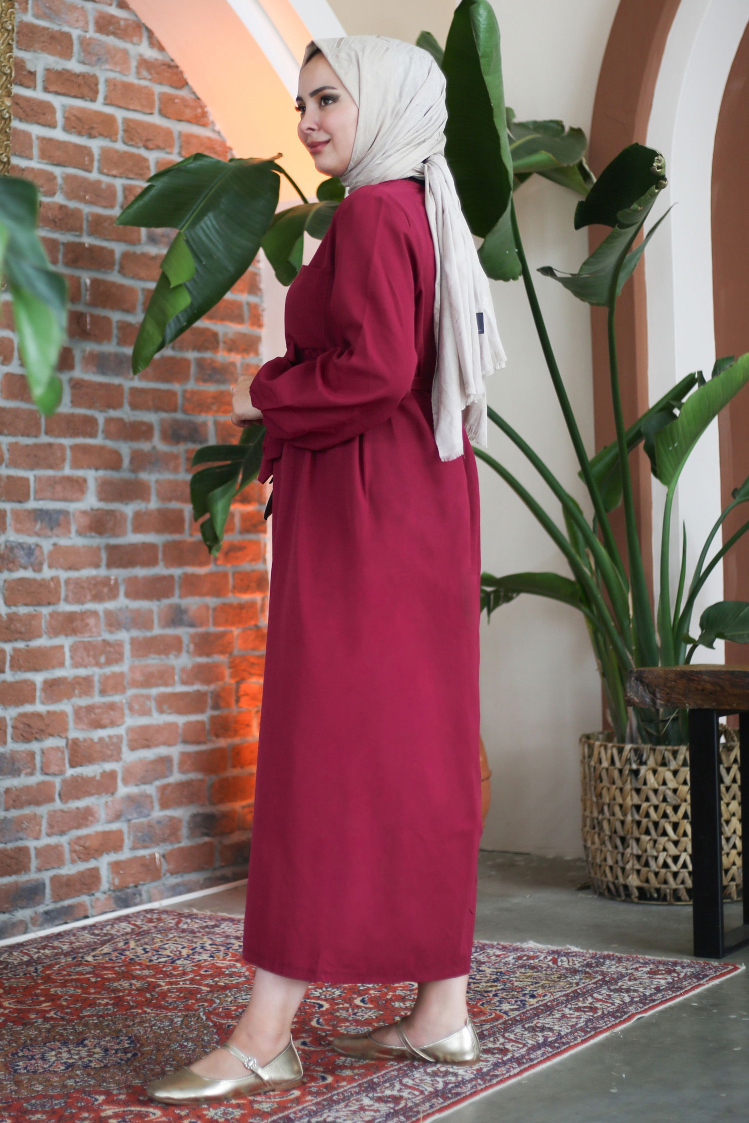 Elbise Bordo - 13206 - 5
