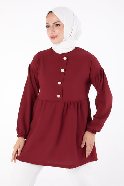 Taşlı Tunik Bordo - 13294 