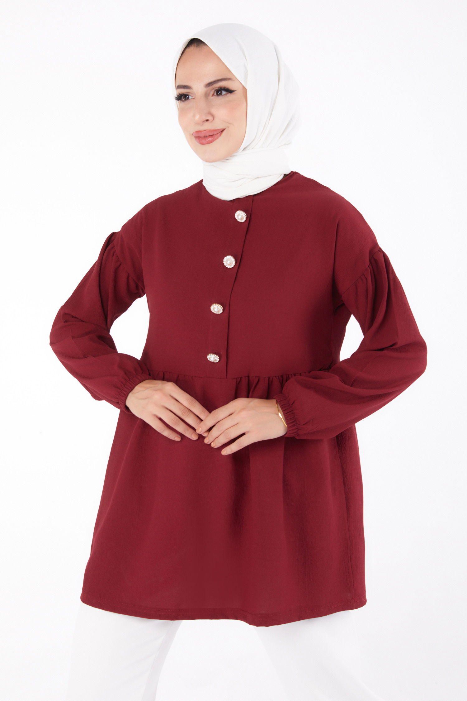 Taşlı Tunik Bordo - 13294 - 2