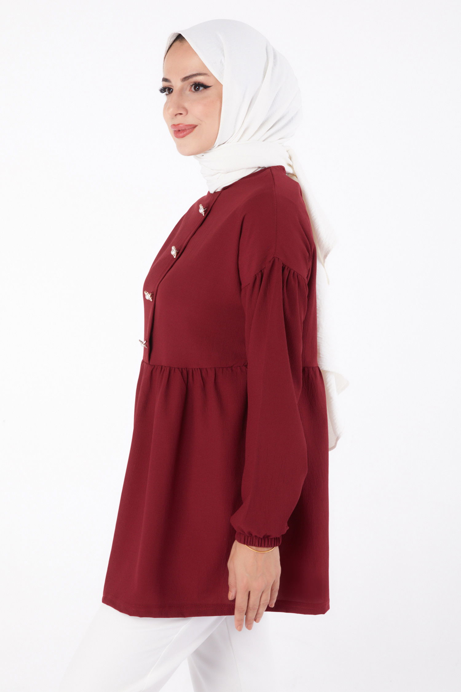 Taşlı Tunik Bordo - 13294 - 5