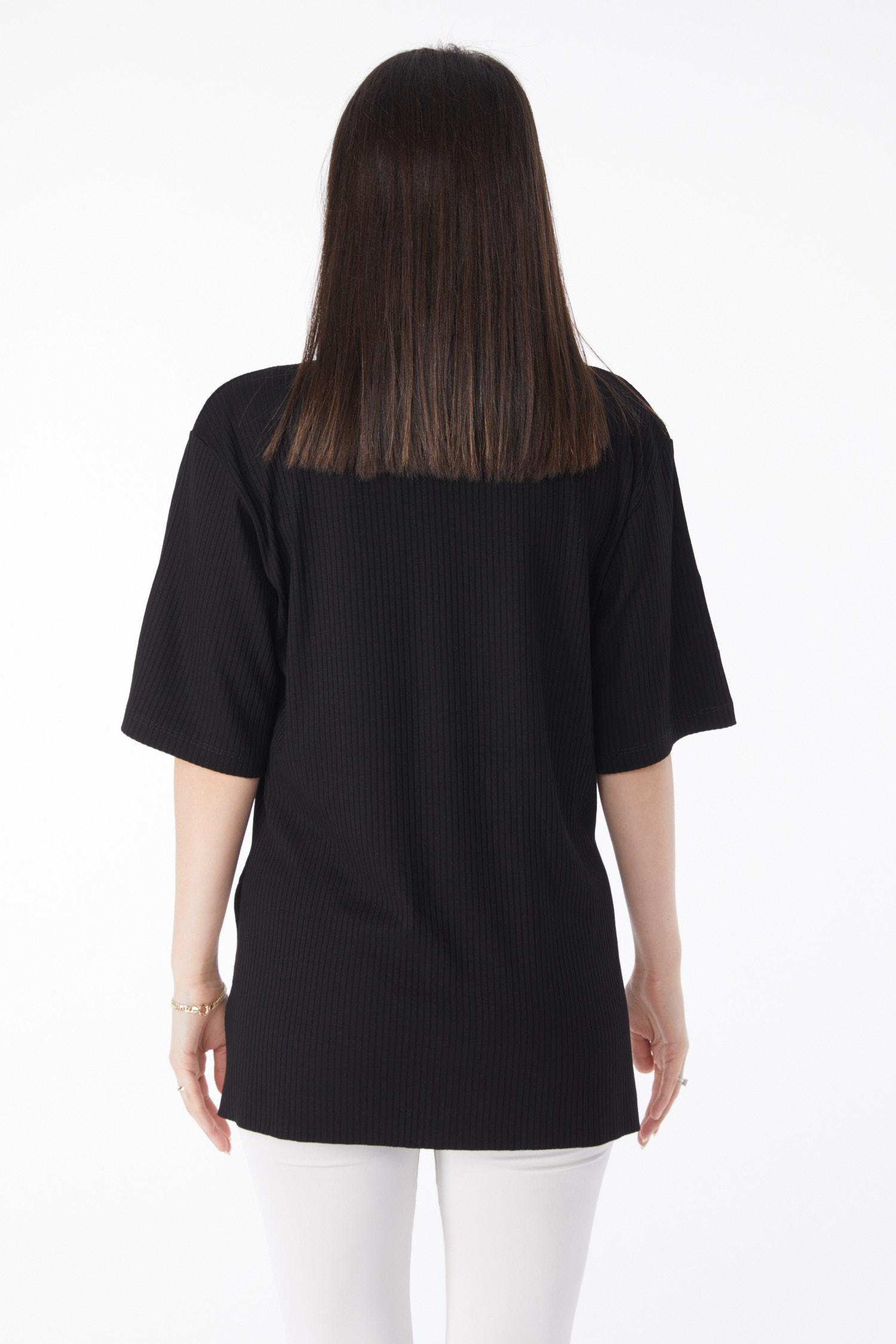 Yırtmaçlı T-Shirt D2 Siyah - 25114 - 5