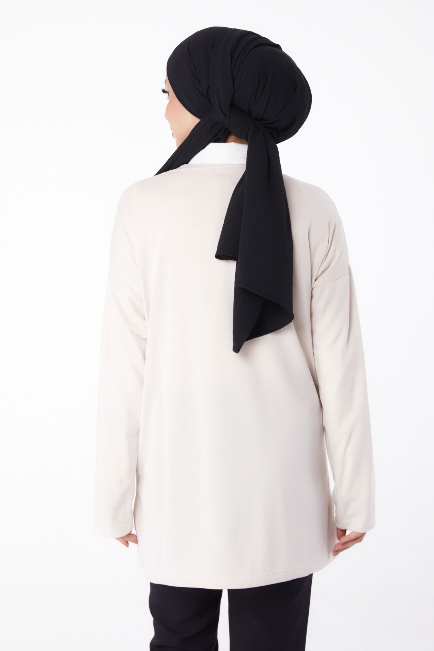 Düz Bisiklet Yaka Kadın Ekru Baskılı Sweat - 26238 - 5