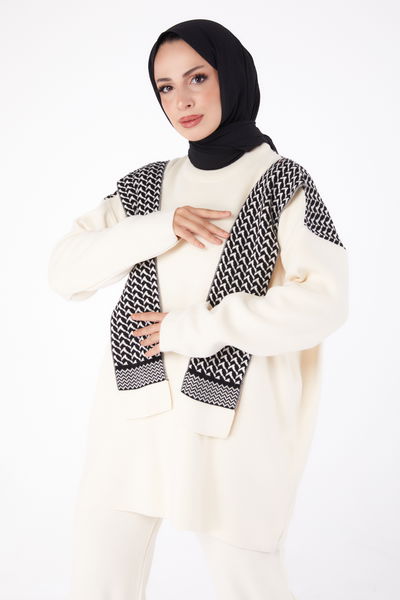 Desenli Triko Takım Ekru - 26299 