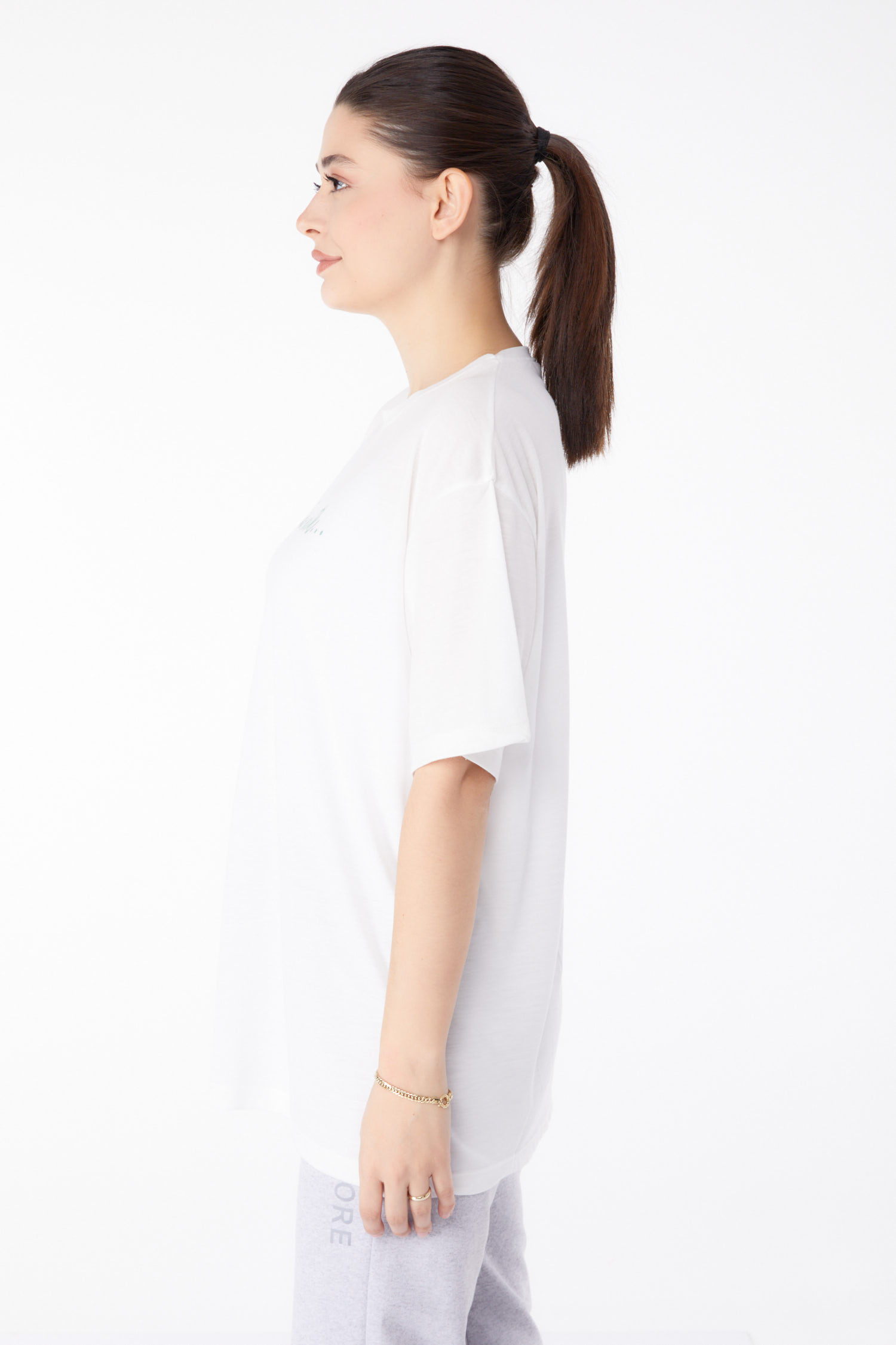 Kısa Kollu Baskılı T-shirt Ekru - 24651 - 4