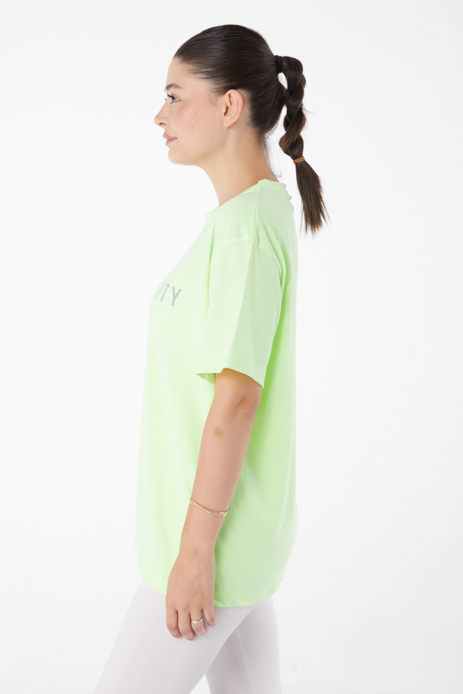 Kısa Kollu Baskılı T-shirt Fosfor Yeşili - 25984 - 4