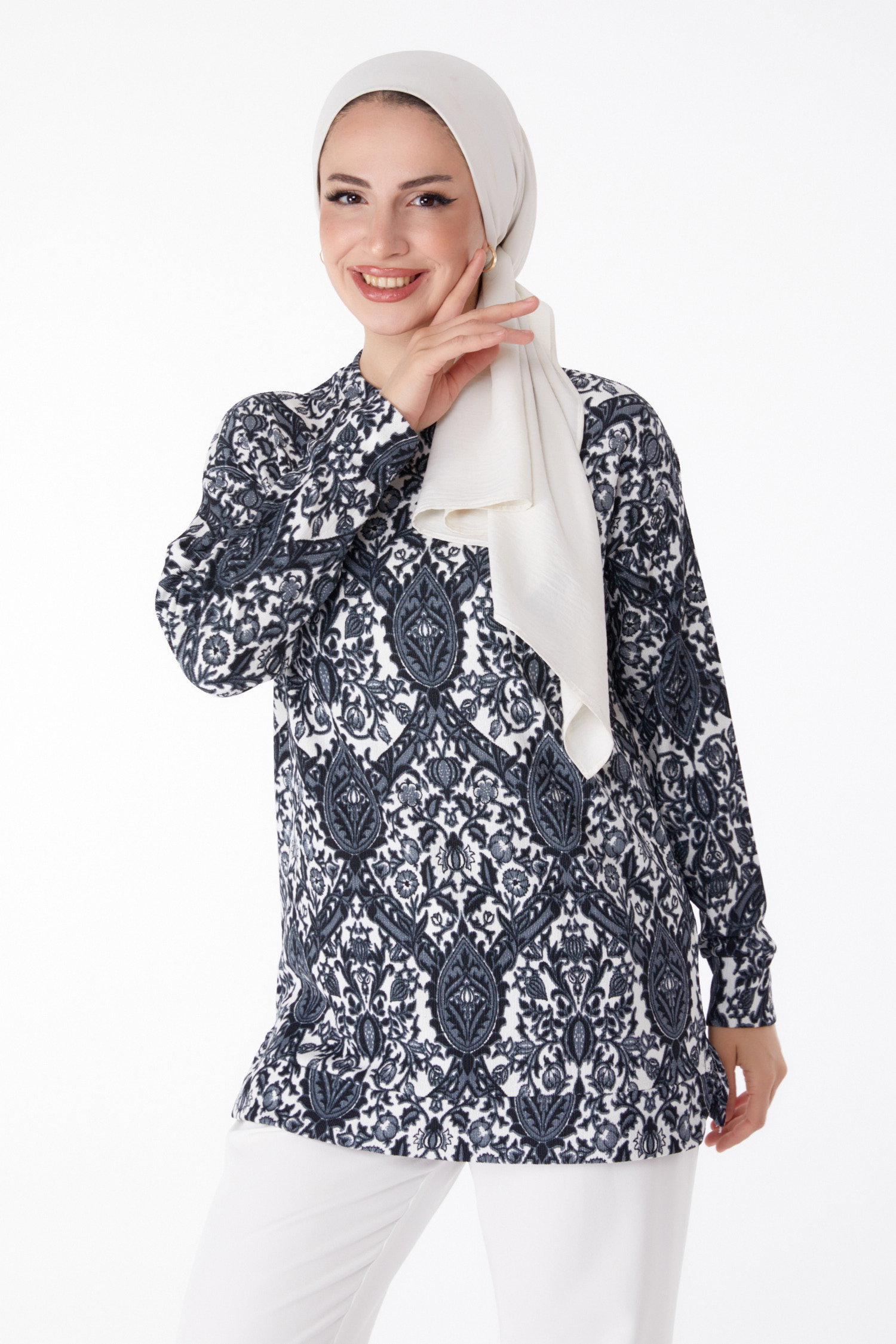 Desenli Tunik Füme - 25324 - 1