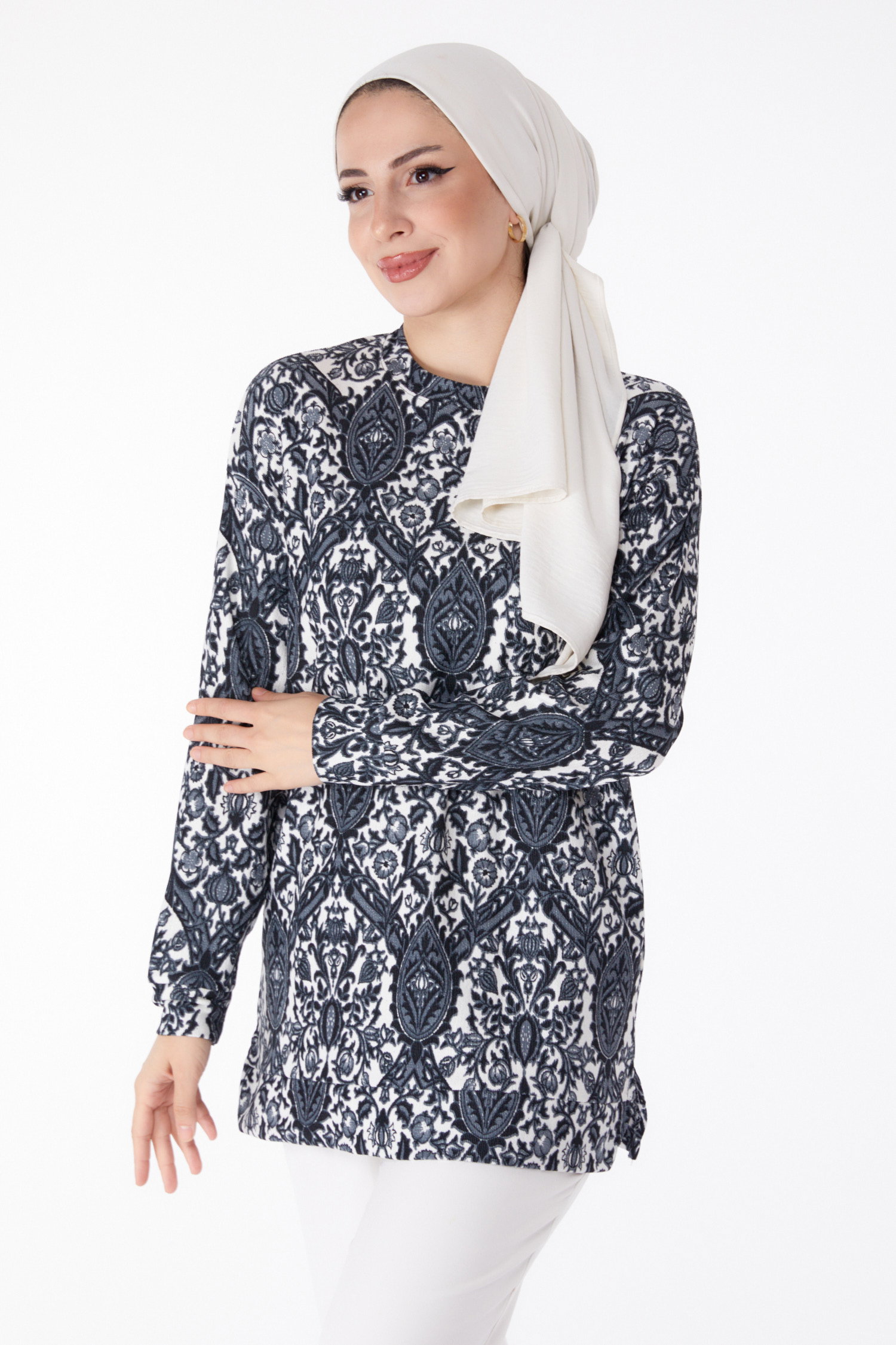 Desenli Tunik Füme - 25324 - 2