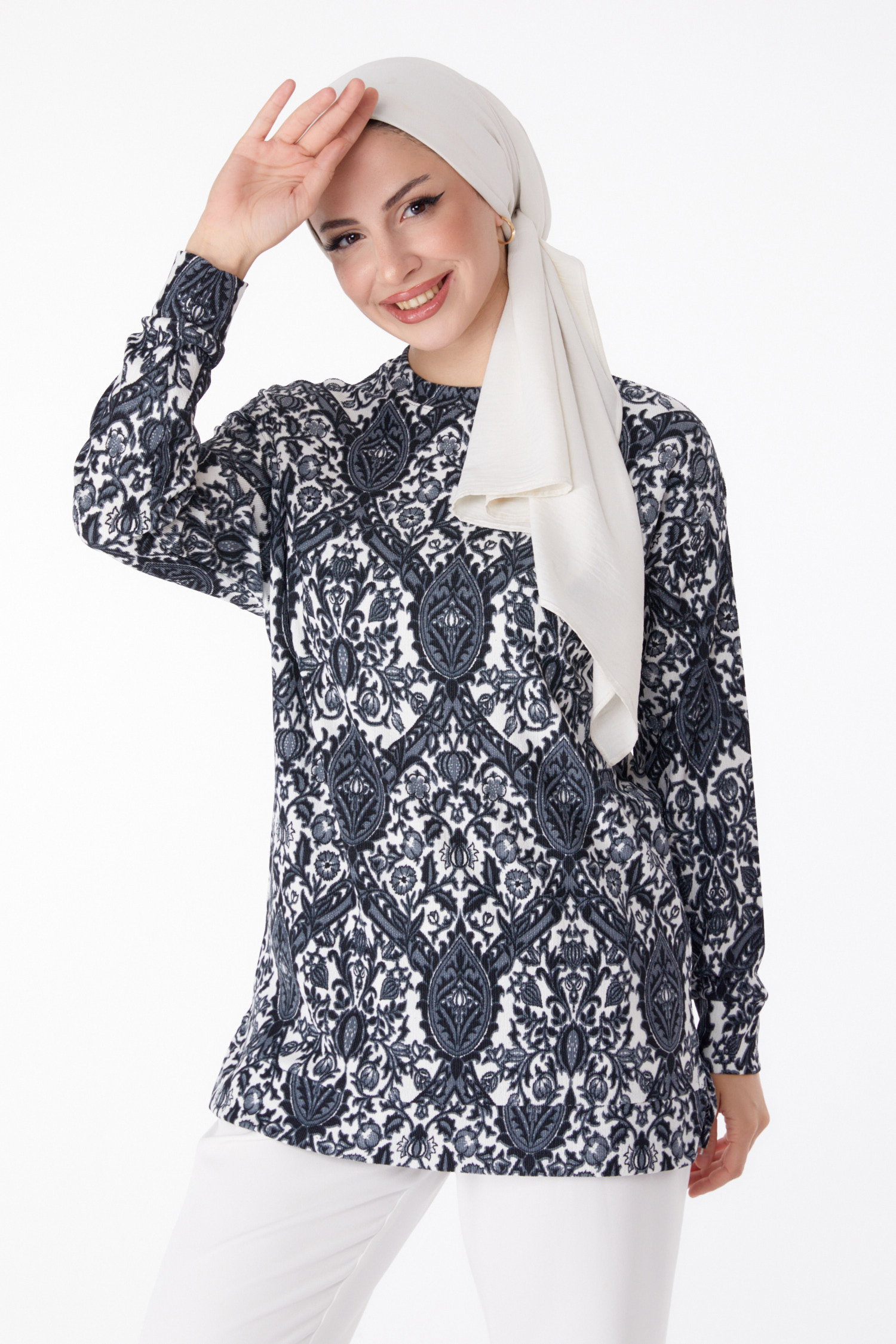 Desenli Tunik Füme - 25324 - 3