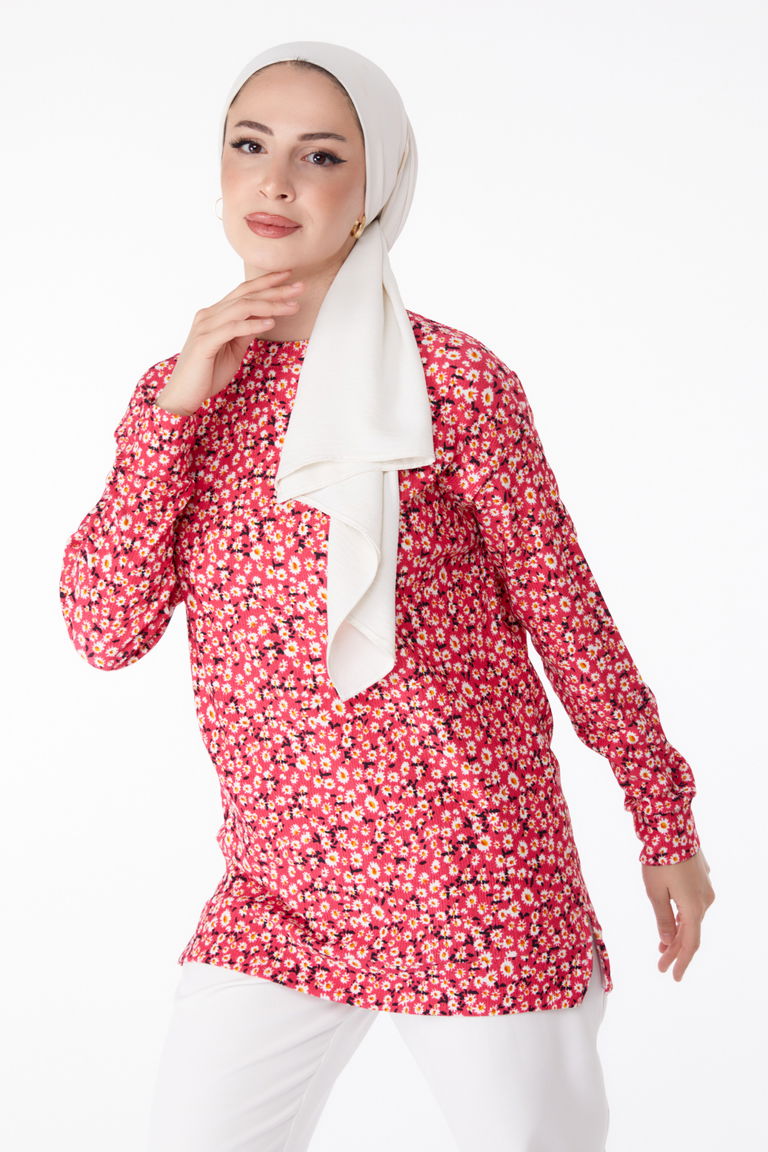 Desenli Tunik Fuşya - 25323 - TOFİSA