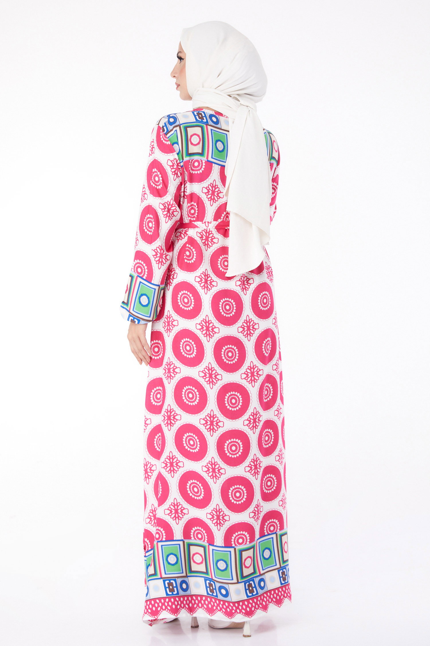 Etnik Desenli Elbise Fusya - 26228 - 6