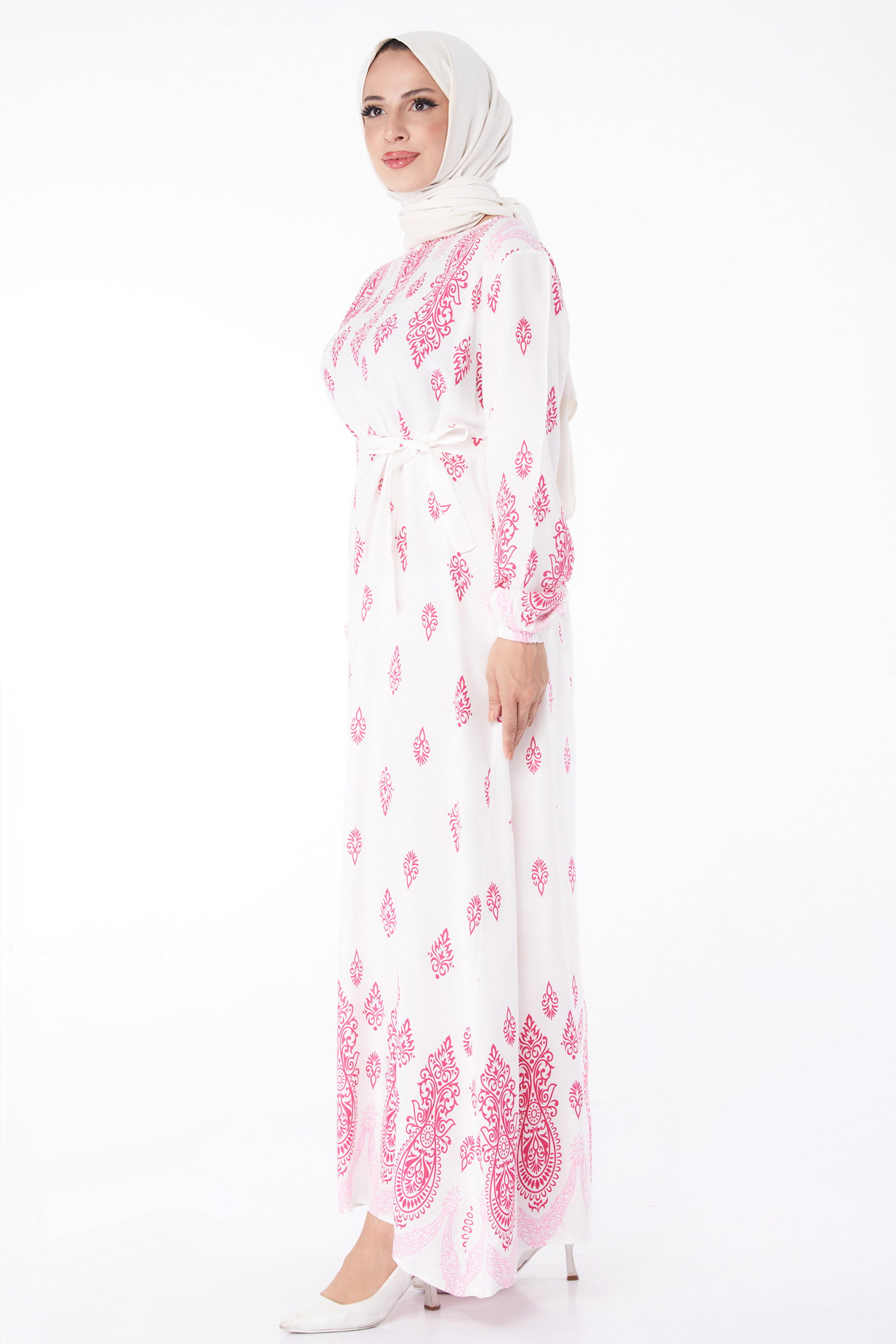 Etnik Desenli Elbise Fusya - 26229 - 4
