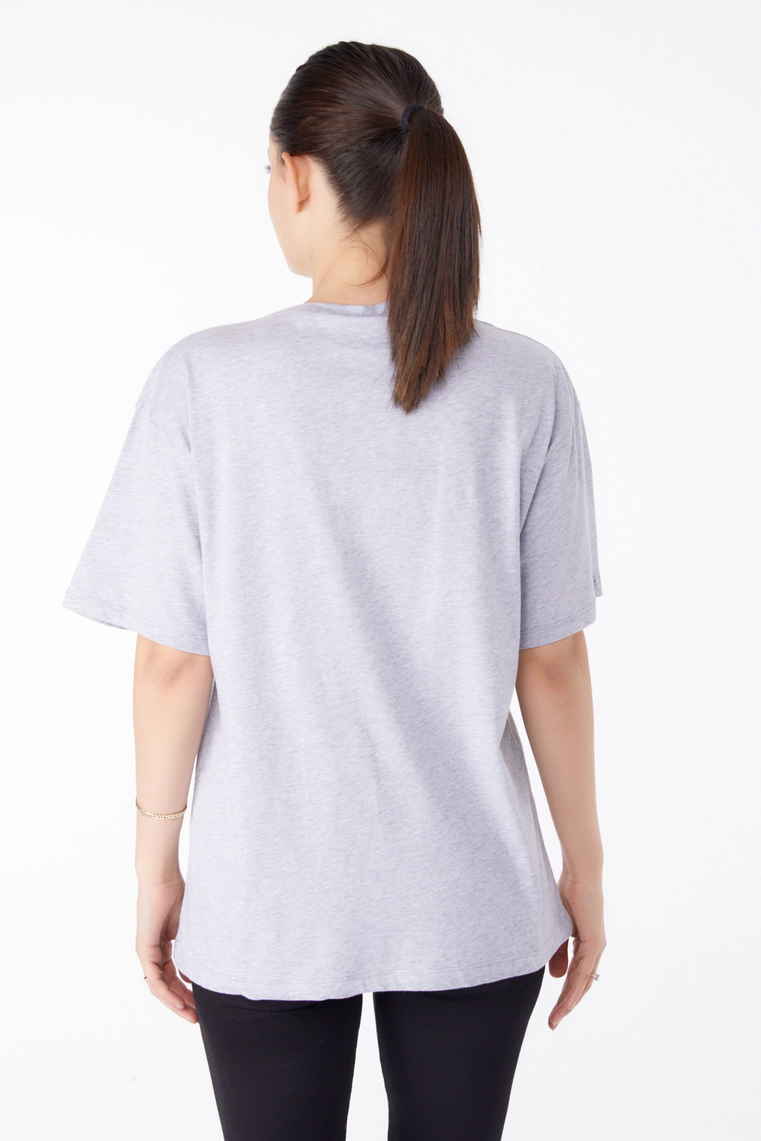 Baskılı Kısa Kollu T-Shirt Gri - 25394 - 5