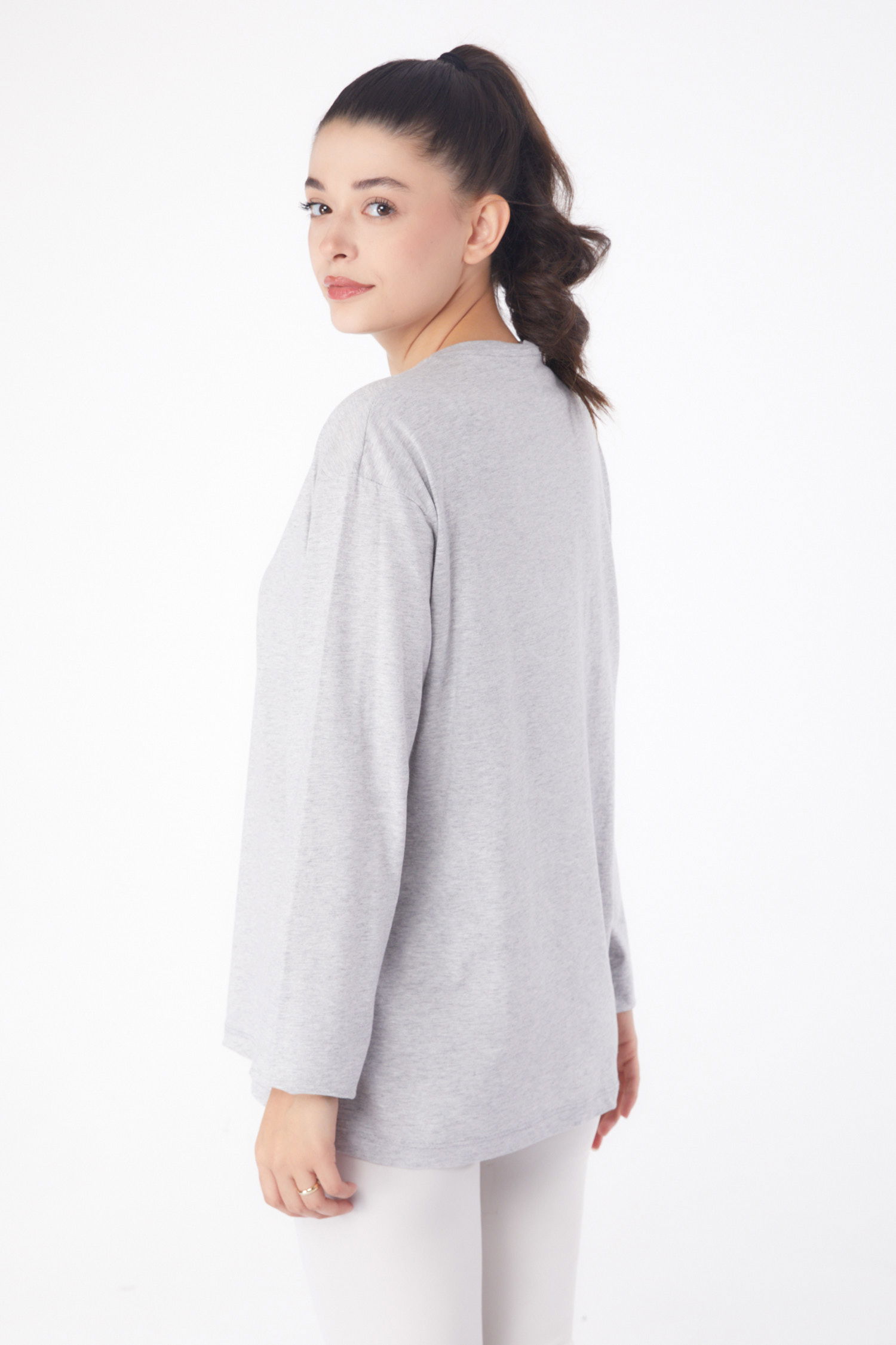 Baskılı Sweat Gri - 26239 - 5